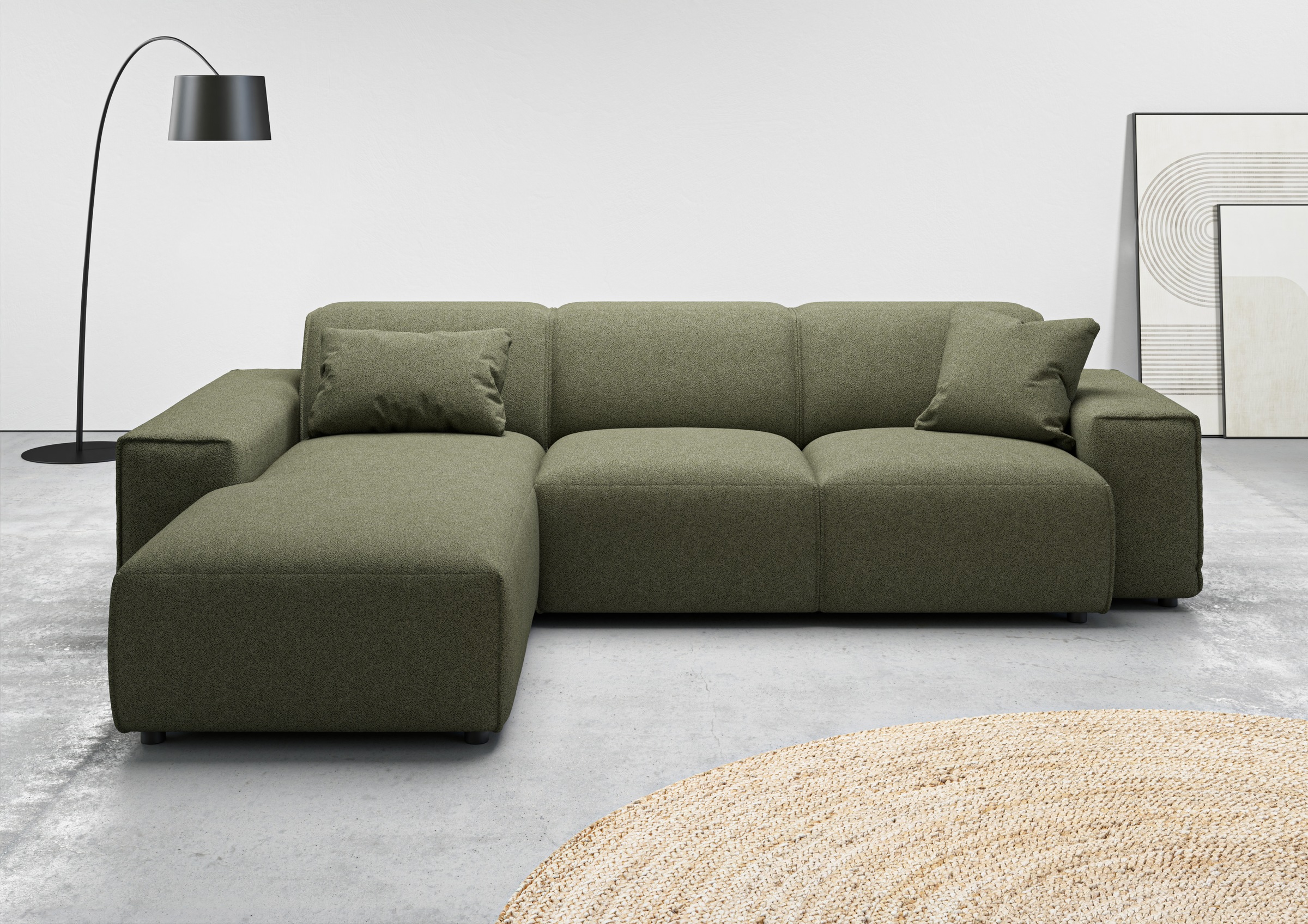 andas Ecksofa »Glimminge L-Form auch in Breitcord, Feincord + Easy care-Bezug,«, Breite 264, Zierkissen