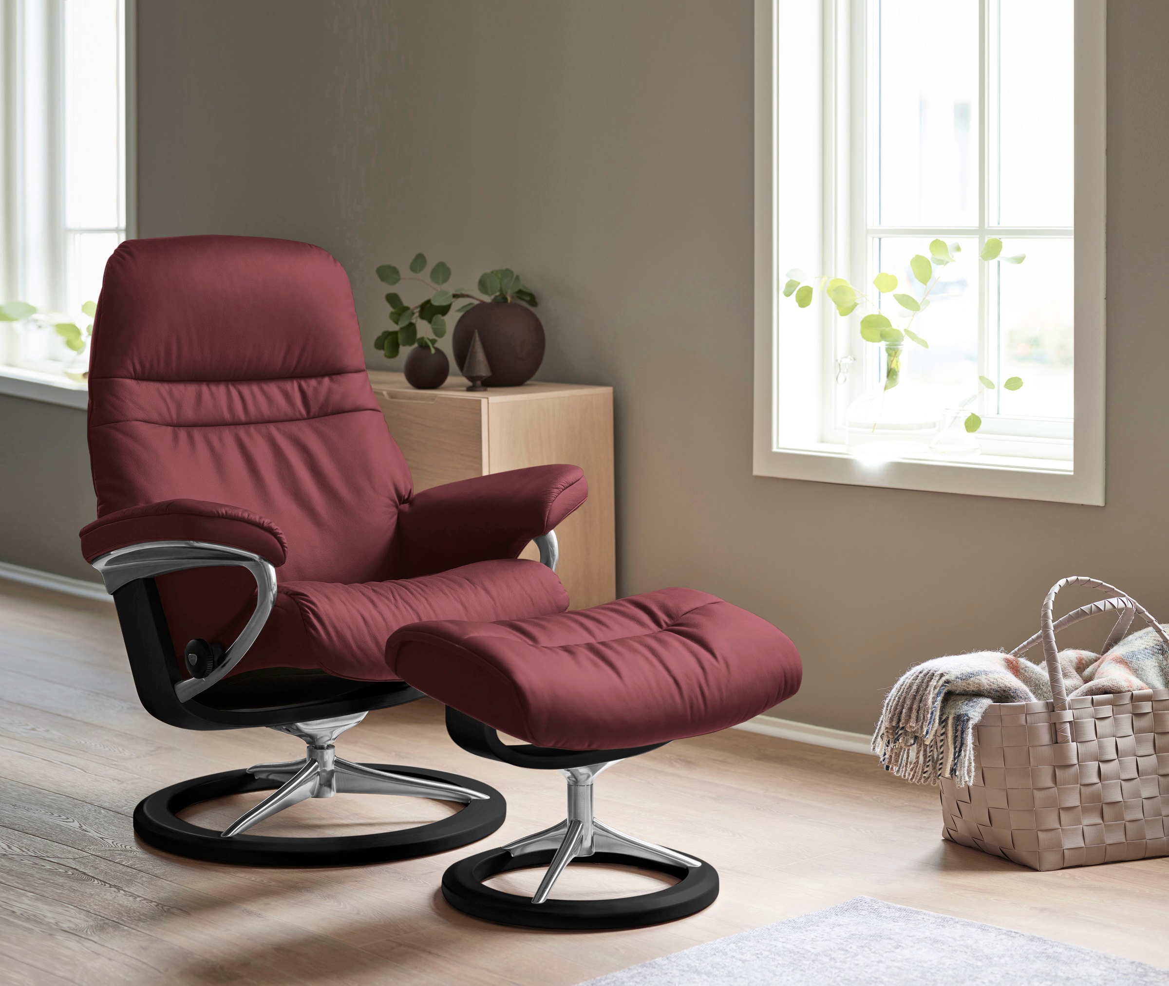 Stressless® Relaxsessel »Sunrise« Relaxsessel mit Hocker,  mit Signature Base, Größe M, Gestell Schwarz