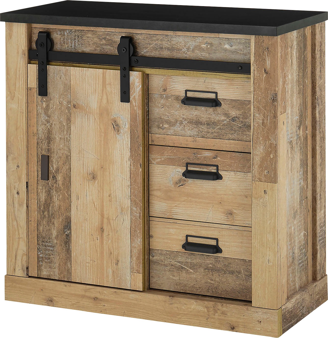 Home affaire Kommode »SHERWOOD«, Holz Dekor, mit Scheunentorbeschlag und Ap günstig online kaufen