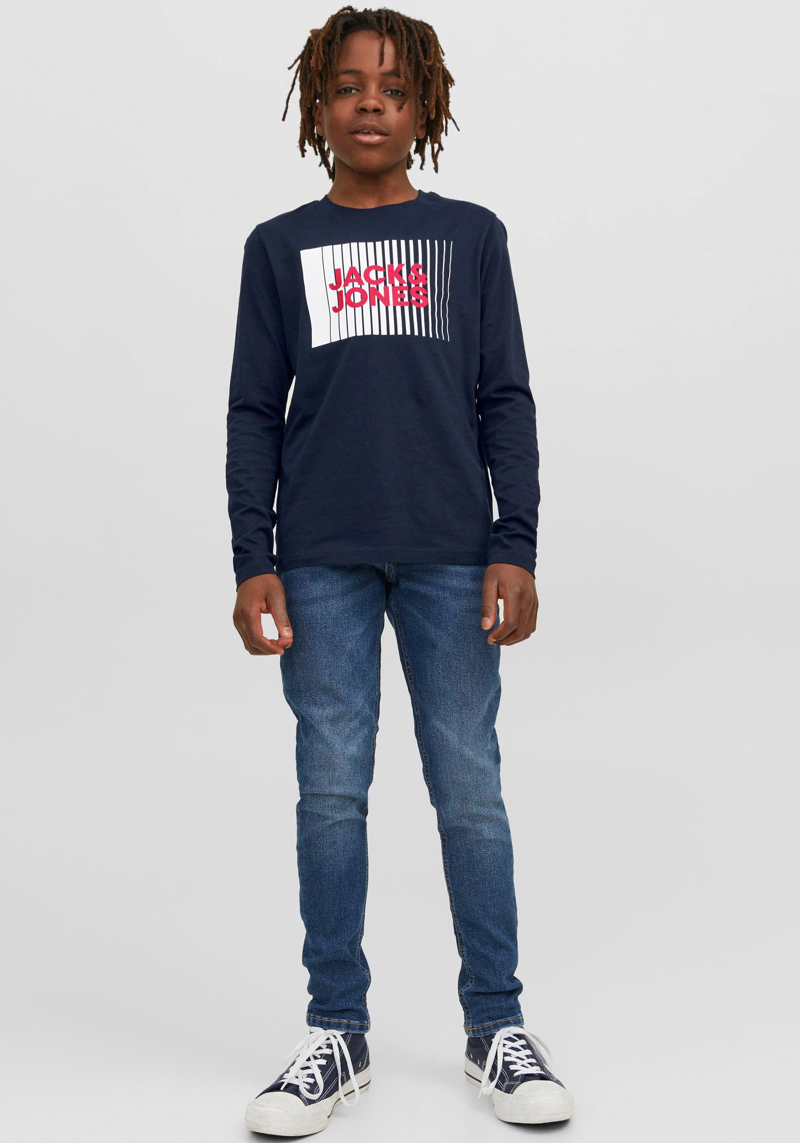 Jack & Jones Junior Langarmshirt »JJECORP stylisch, bequem, atmungsaktiv, pflegeleicht« bedruckt, casual, regular fit, Rundhals