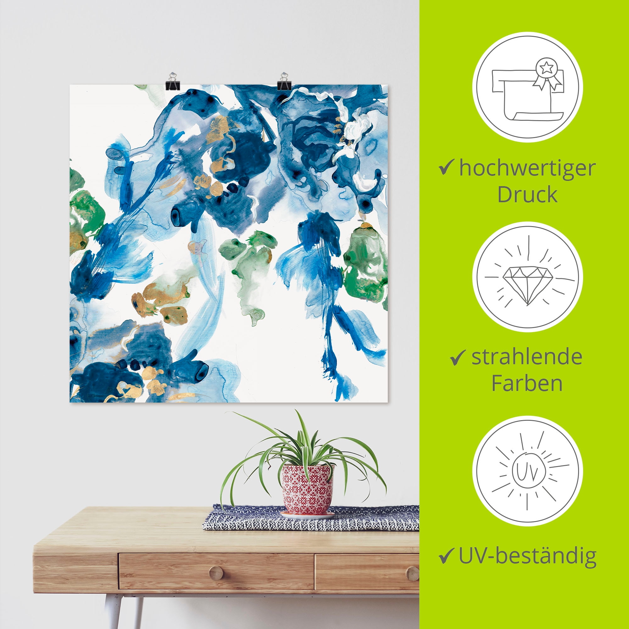 Artland Poster »Fließendes Wasser«, Blumenbilder, (1 St.), als Alubild, Leinwandbild, Wandaufkleber oder Poster in versch. Größen