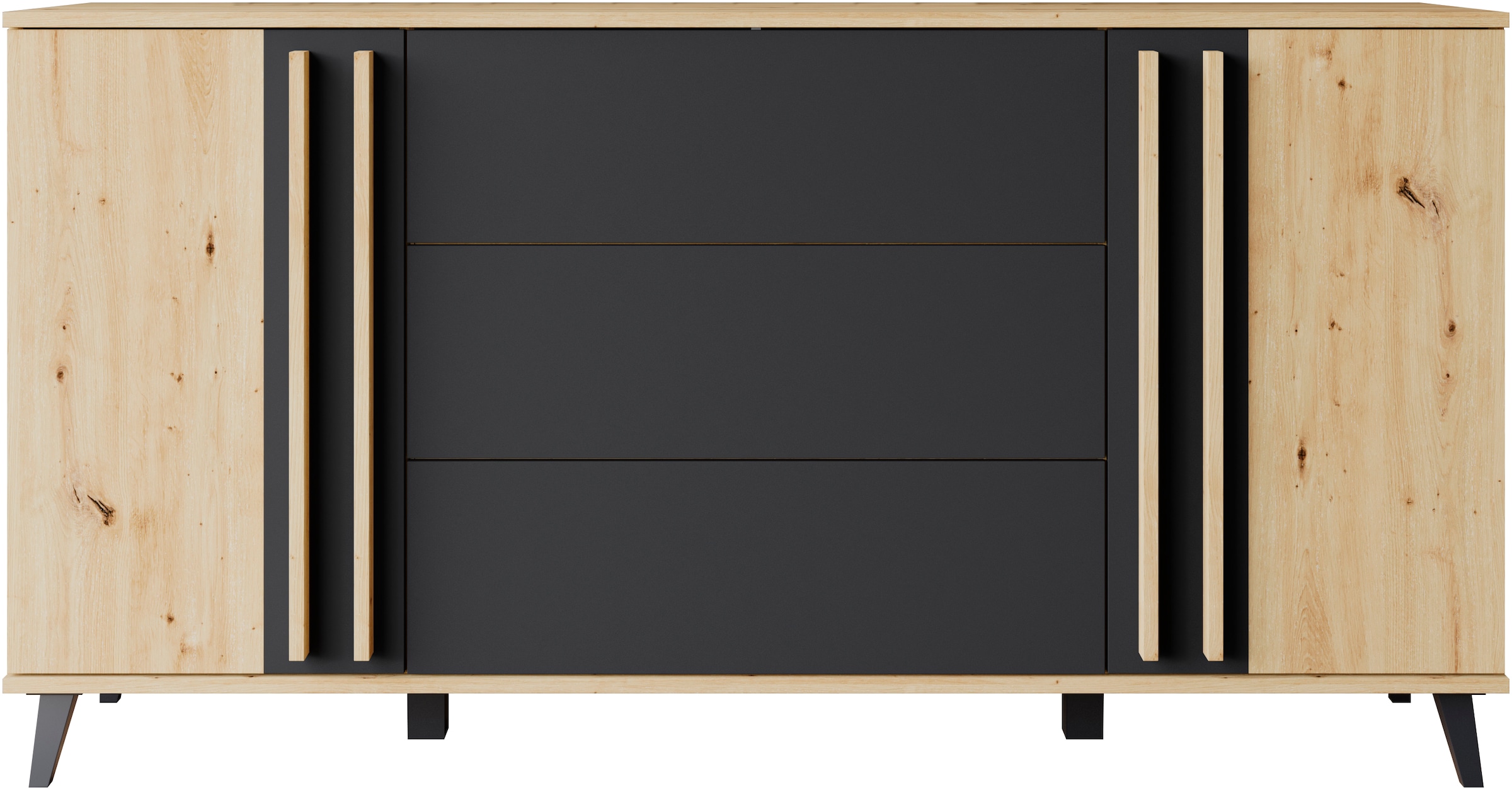 INOSIGN Sideboard »Helsinki, Kommode mit 2 Türen und 3 Schubladen, Breite 150 cm«, (1 St.), Push-to-Open-Schubladen, höhenverstellbare Einlegeböden