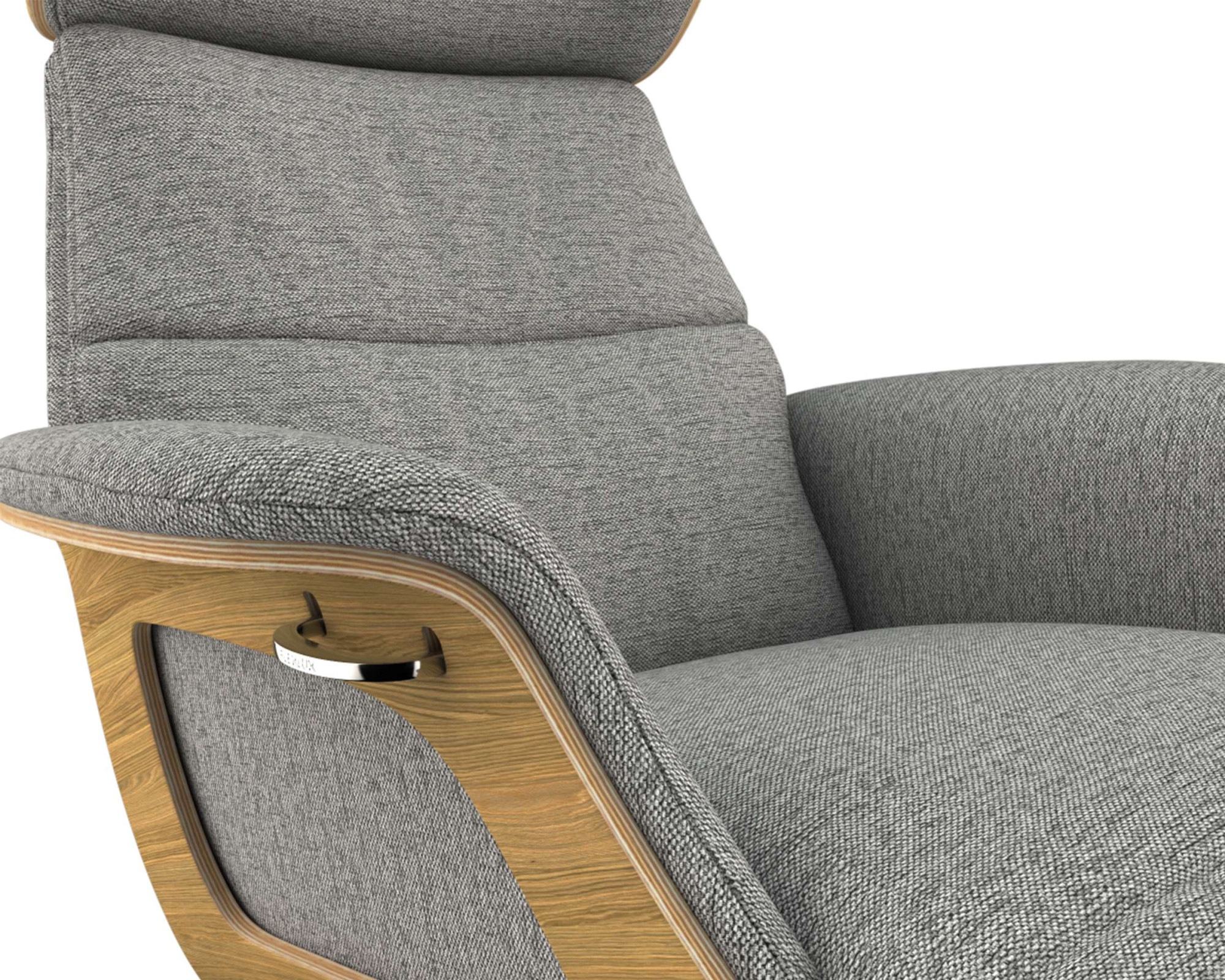 FLEXLUX Loungesessel »Clement Chaislongue, Relaxstuhl, Liegesessel,«, Rücken- & Kopfteilverstellung, Armlehne, Eiche geölt, Fuß Alu