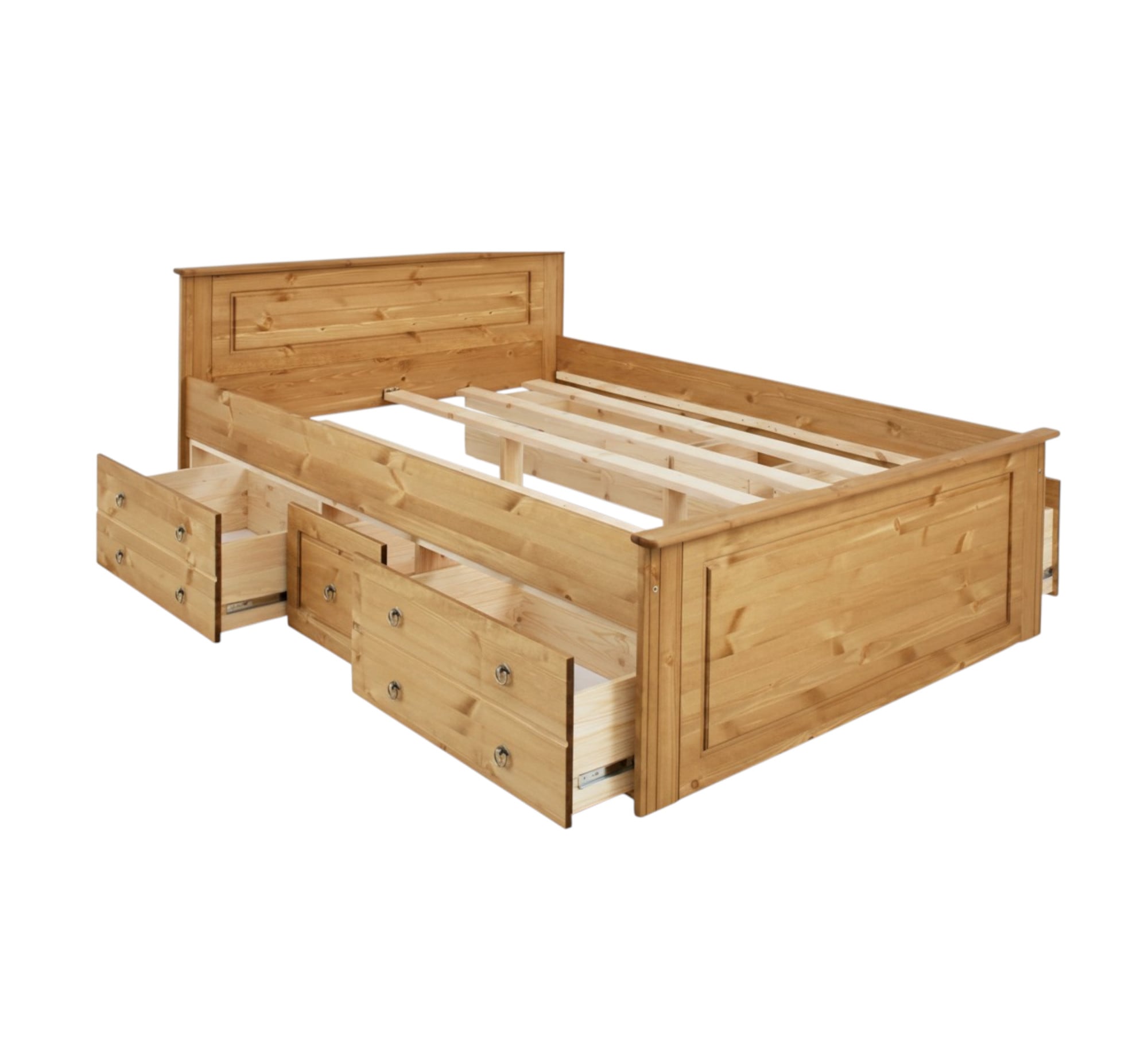 OTTO home Massivholzbett »Hugo, FSC® zertifiziertes Massivholz, Landhausstil« Breite/Belastbarkeit 180cm/200KG, 140cm/180KG,  Stauraumbett, optional inklusive Schubladen, extra belastbar