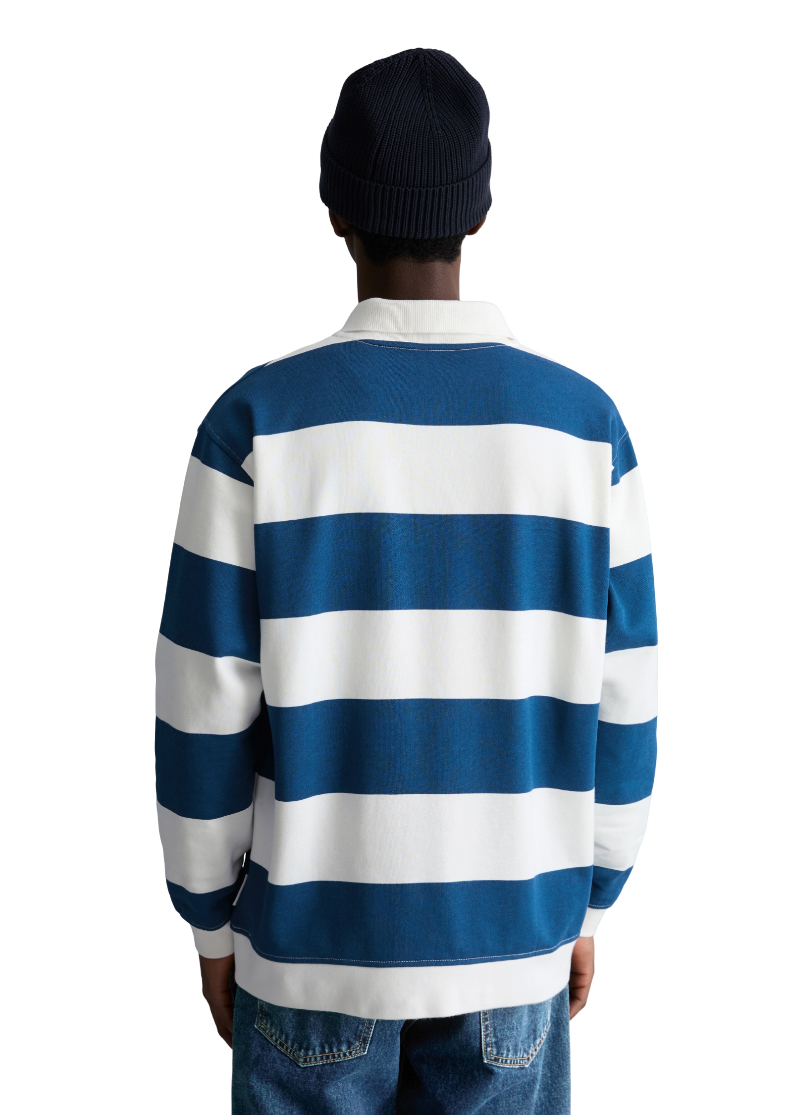 Marc O'Polo DENIM Sweatshirt »mit Polokragen«, relaxed fit mit gedrucktem Streifenmuster
