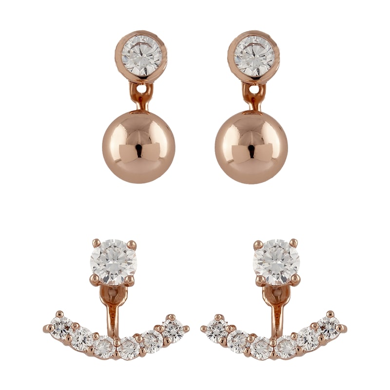 BUCKLEY LONDON Paar Ohrstecker »Messing rosévergoldet mit Zirkonia« rosa + weiß