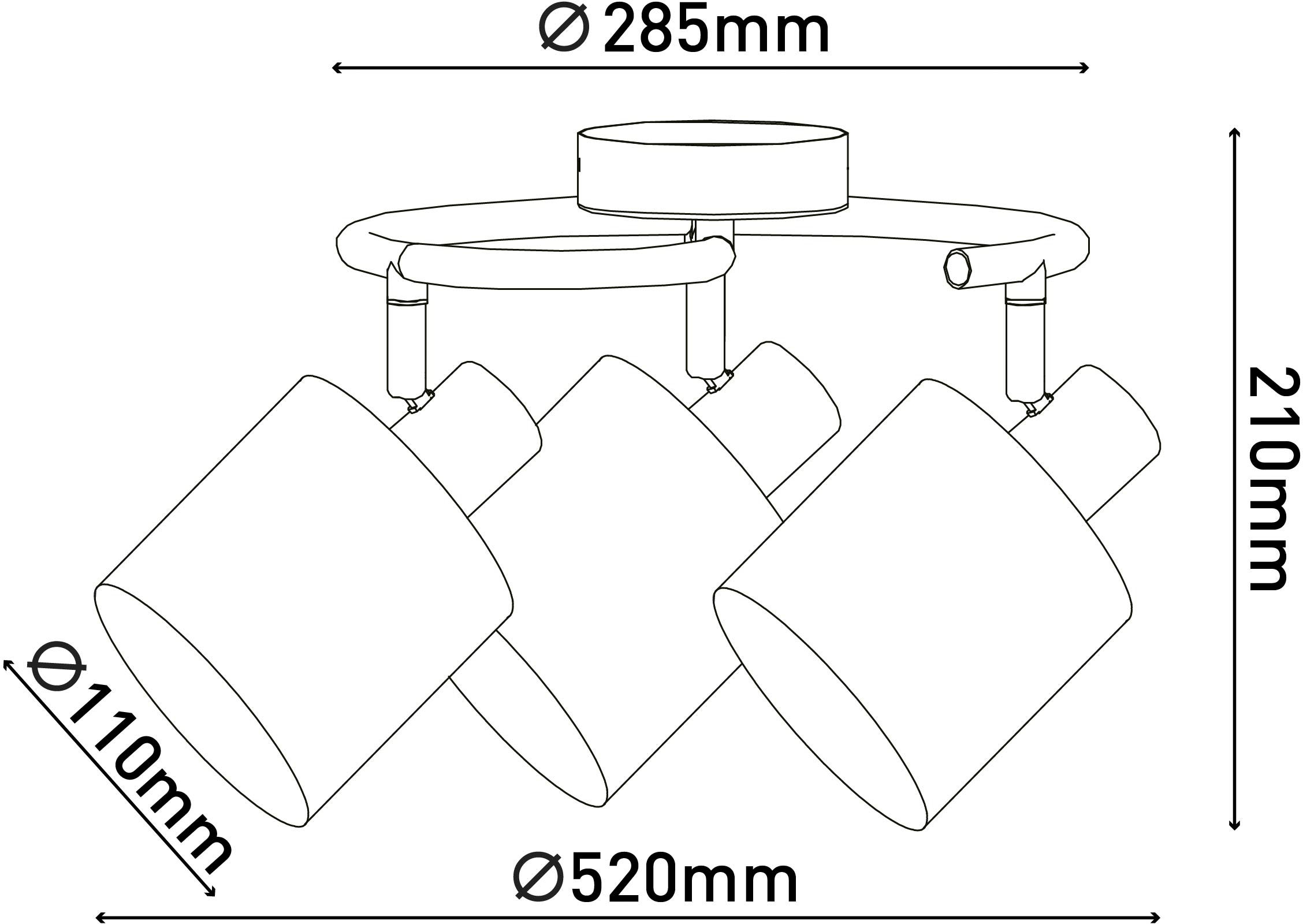 näve Deckenleuchte »Maron«, 3 flammig, Leuchtmittel E14 | ohne Leuchtmittel, 3er Decken-, Wandleuchte, Rondell, Spot, 3xE14 max. 40W, Metall/Textil