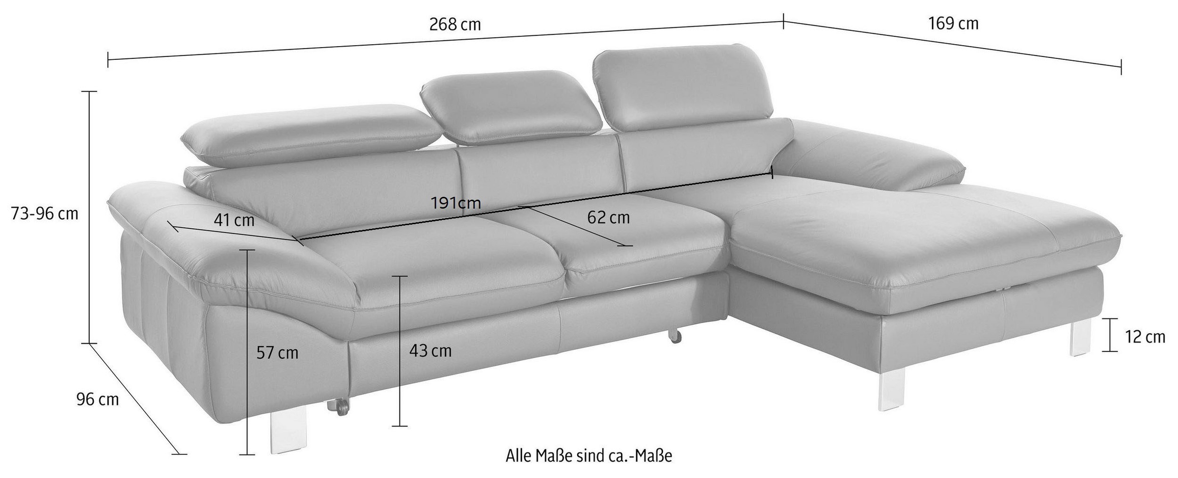 COTTA Ecksofa »Driver L-Form«, mit Kopfteilverstellung, wahlweise mit Bettfunktion & Bettkasten