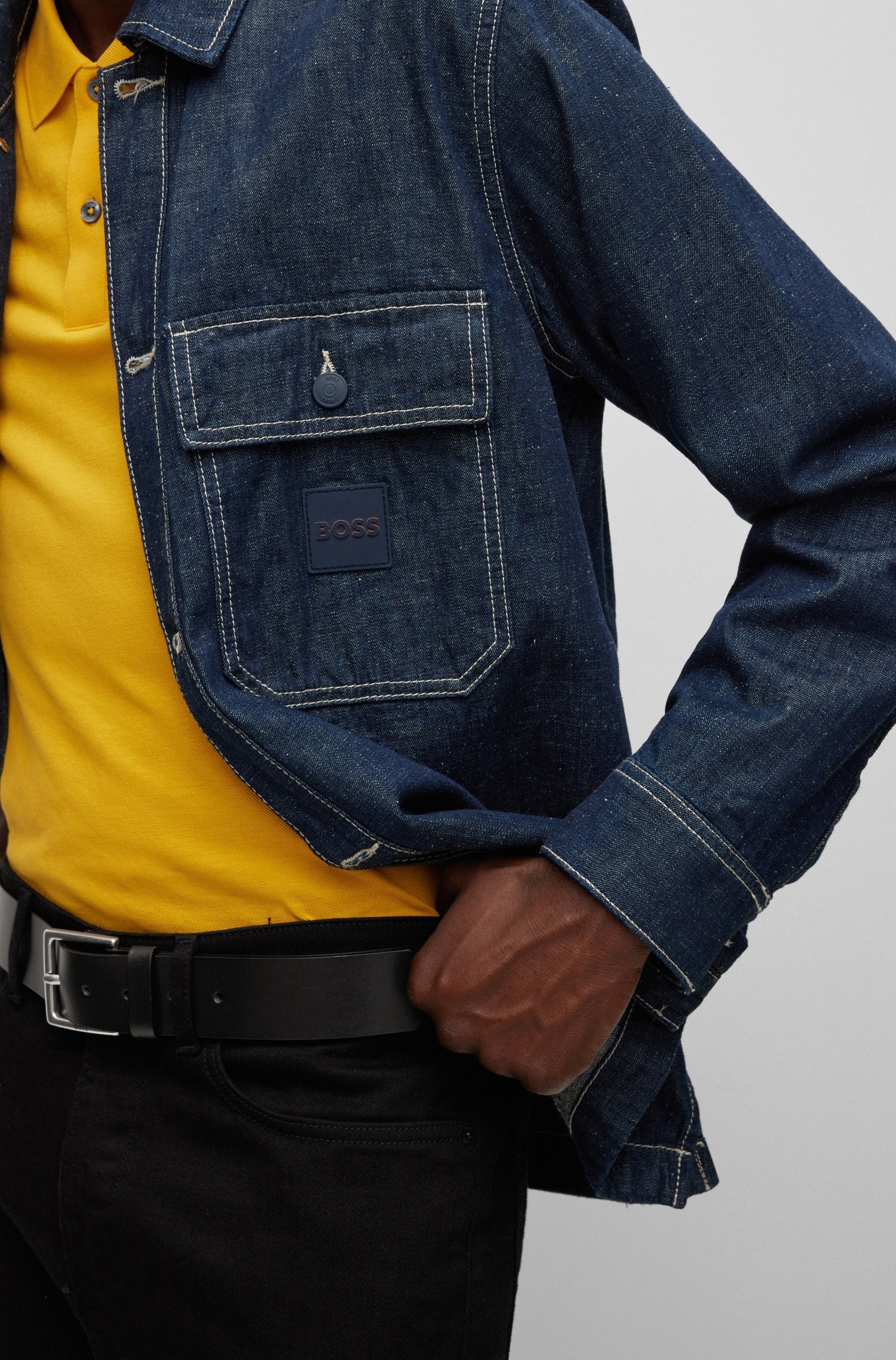 BOSS Ledergürtel »Rummi_Sz40«, aus italienischem Leder mit Metall-Details in Antik-Optik