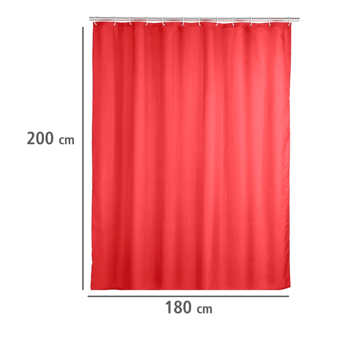 WENKO Duschvorhang »Uni Red«, Höhe 200 cm, waschbar