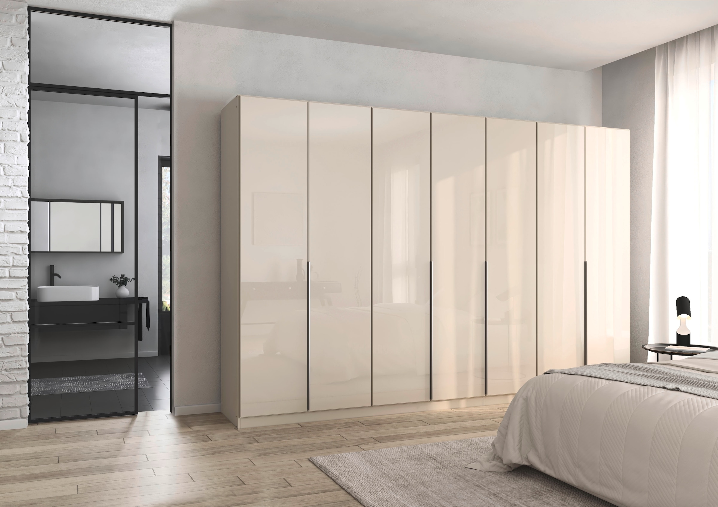 rauch Drehtürenschrank »Kleiderschrank Kleiderschränke Schrank Garderobe AGORDO mit Glasfront«, (in zwei Griff-Farben), durchdachte Innenausstattung, in 6 Breiten und 2 Höhen MADE IN GERMANY