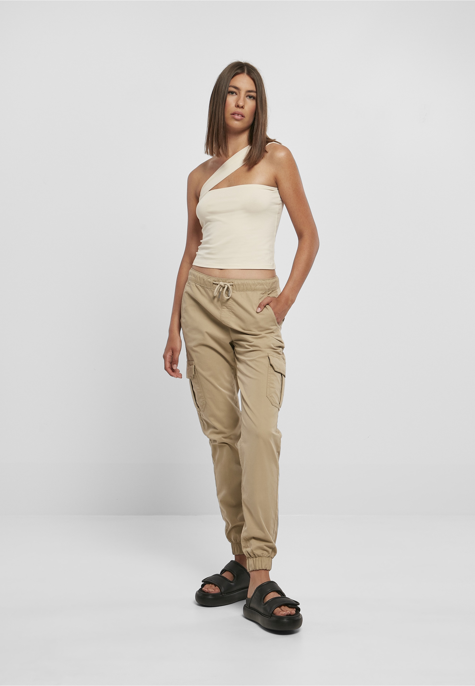 URBAN CLASSICS Cargohose »Urban Classics Damen Ladies High Waist Cargo Jogging Pants«