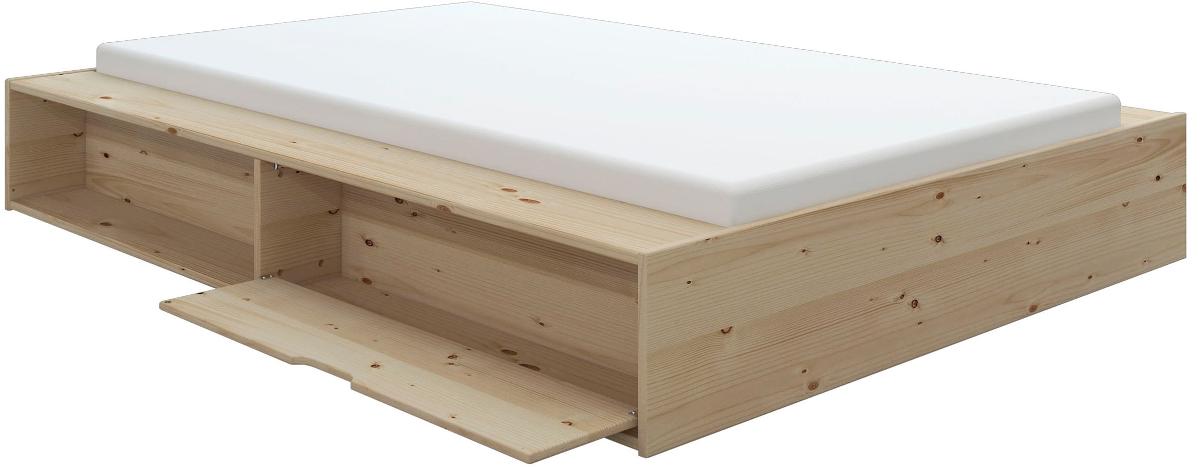 Home affaire Stauraumbett »Erno, Massivholzbett, Futonbett, 275KG belastbar«, (Breite/ Belastbarkeit: 120cm/275 KG, 180cm/275 KG), mit Lattenrost, Massivholz, FSC® zertifiziert, viel Stauraum + Ablagen