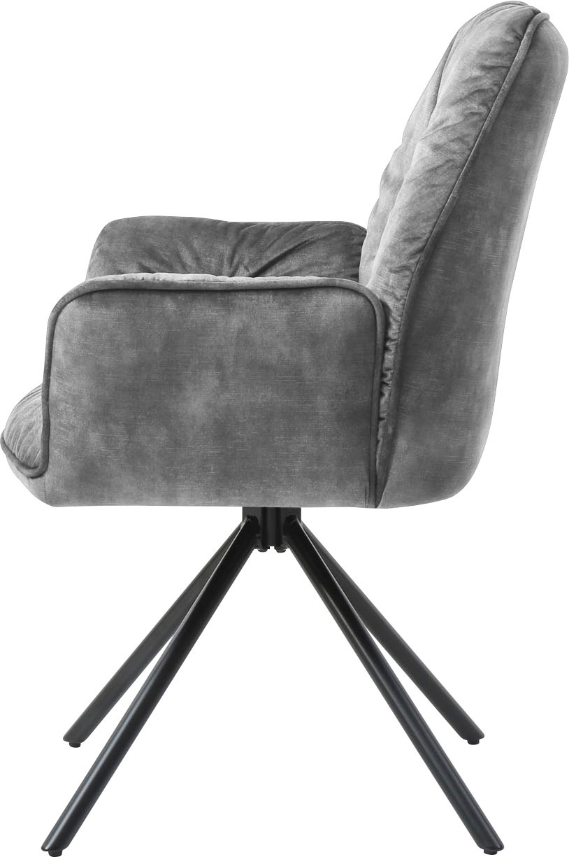 SalesFever Esszimmerstuhl »Ottawa Armlehnstuhl«, 1 St., Samtvelours, Esszimmersessel 360°Drehfunktion, Drehstuhl, Armlehnstuhl