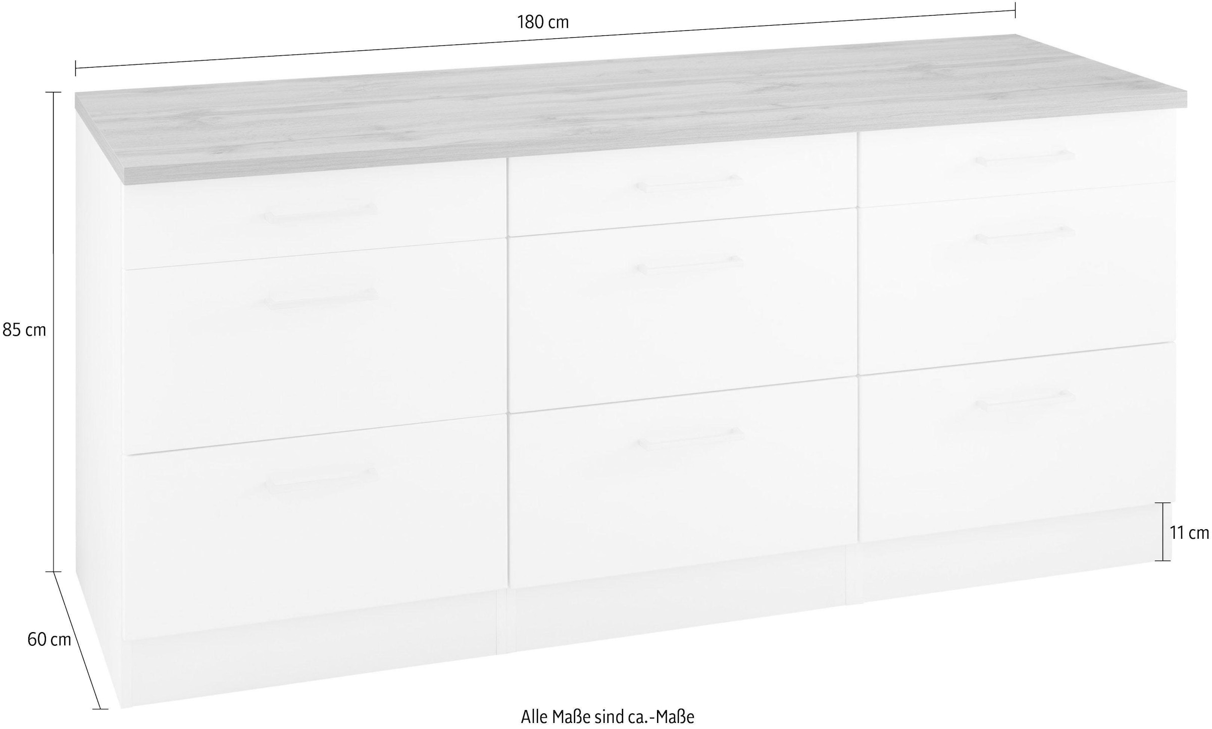 KOCHSTATION Unterschrank »KS-Kehl« Breite 180 cm