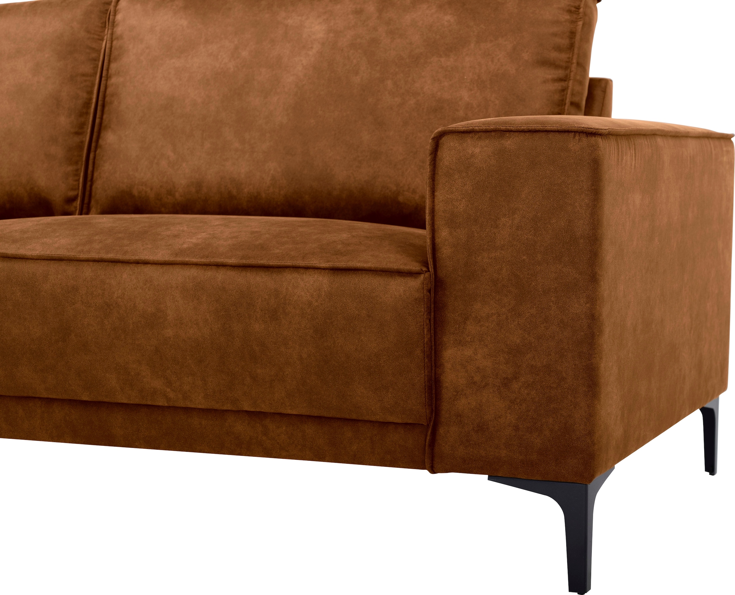 Places of Style Ecksofa »Polsterecke Oland, Struktur, Flachgewebe, Luxus-Microfaser, Boucle«, L-Form, 280 cm, Wellenunterfederung, Skandi-Design, Metallfüße