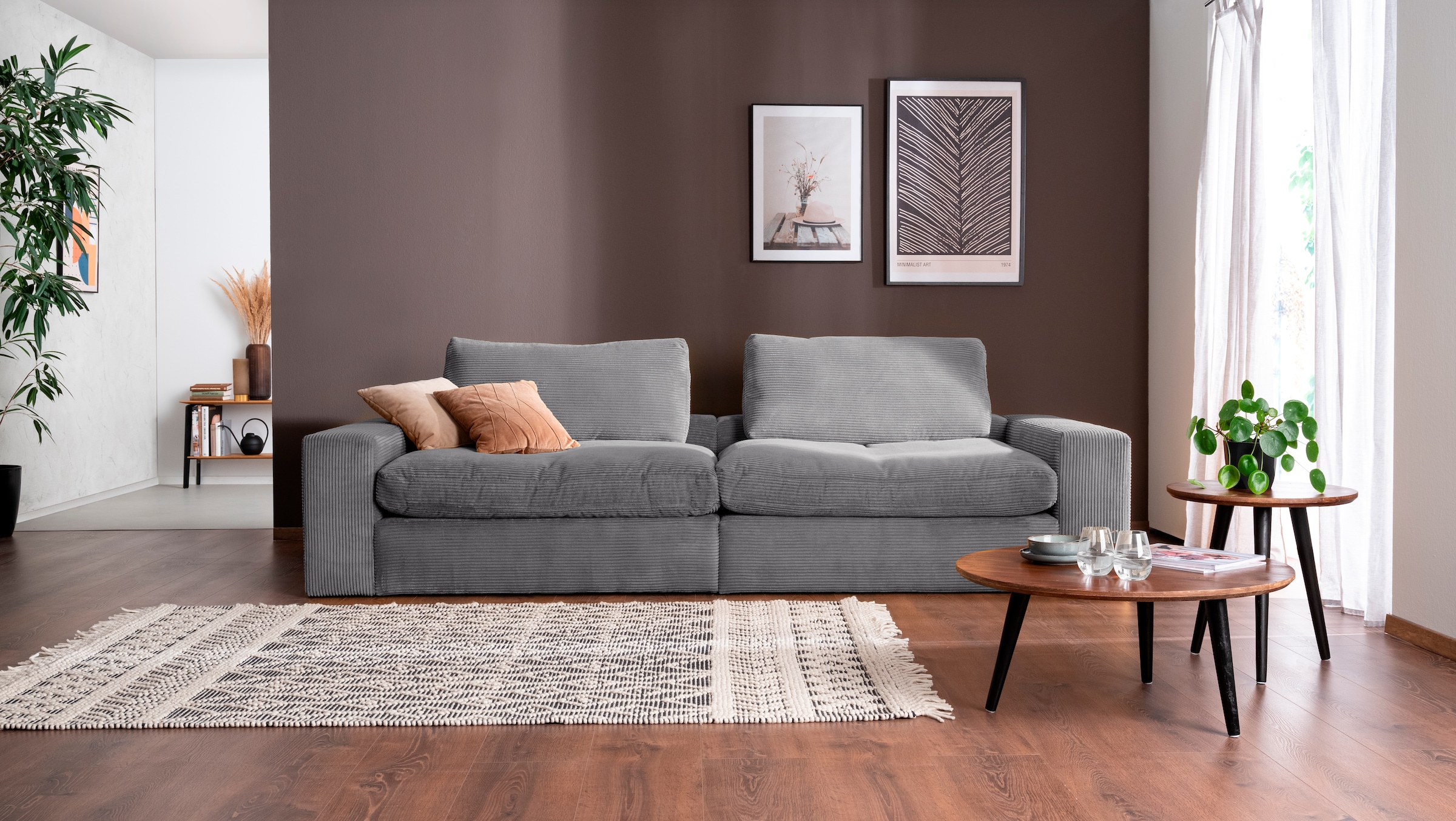 alina Big-Sofa »Sandy«, 266 cm breit und 123 cm tief, in modernem Cordstoff