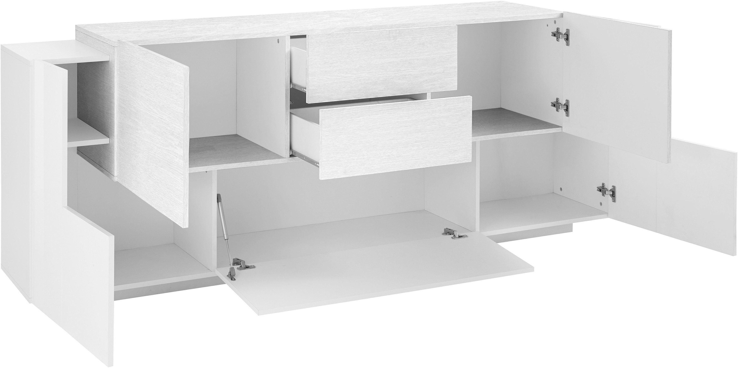 INOSIGN Sideboard »Coro, Kommode, Schrank, Kredenz, grifflos mit Einlegeböden«, 1 Klappe,4 Türen,2 Schubkästen Doppeltiefe, Breite 220