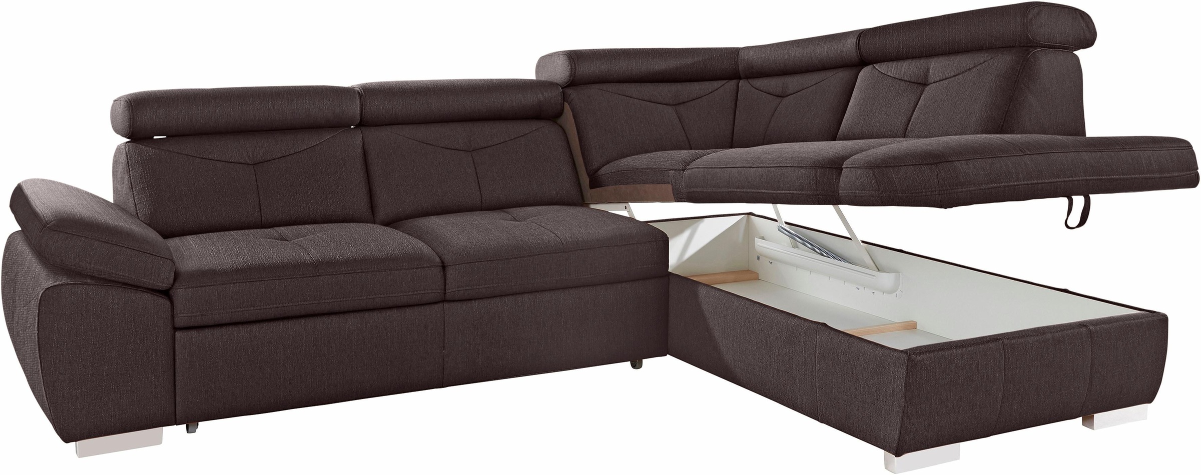 exxpo - sofa fashion Ecksofa »Spring, super bequem und komfortabel mit Armteil- und Kopfteilfunktion«, wahlweise mit Bettfunktion und Bettkasten, L-Form