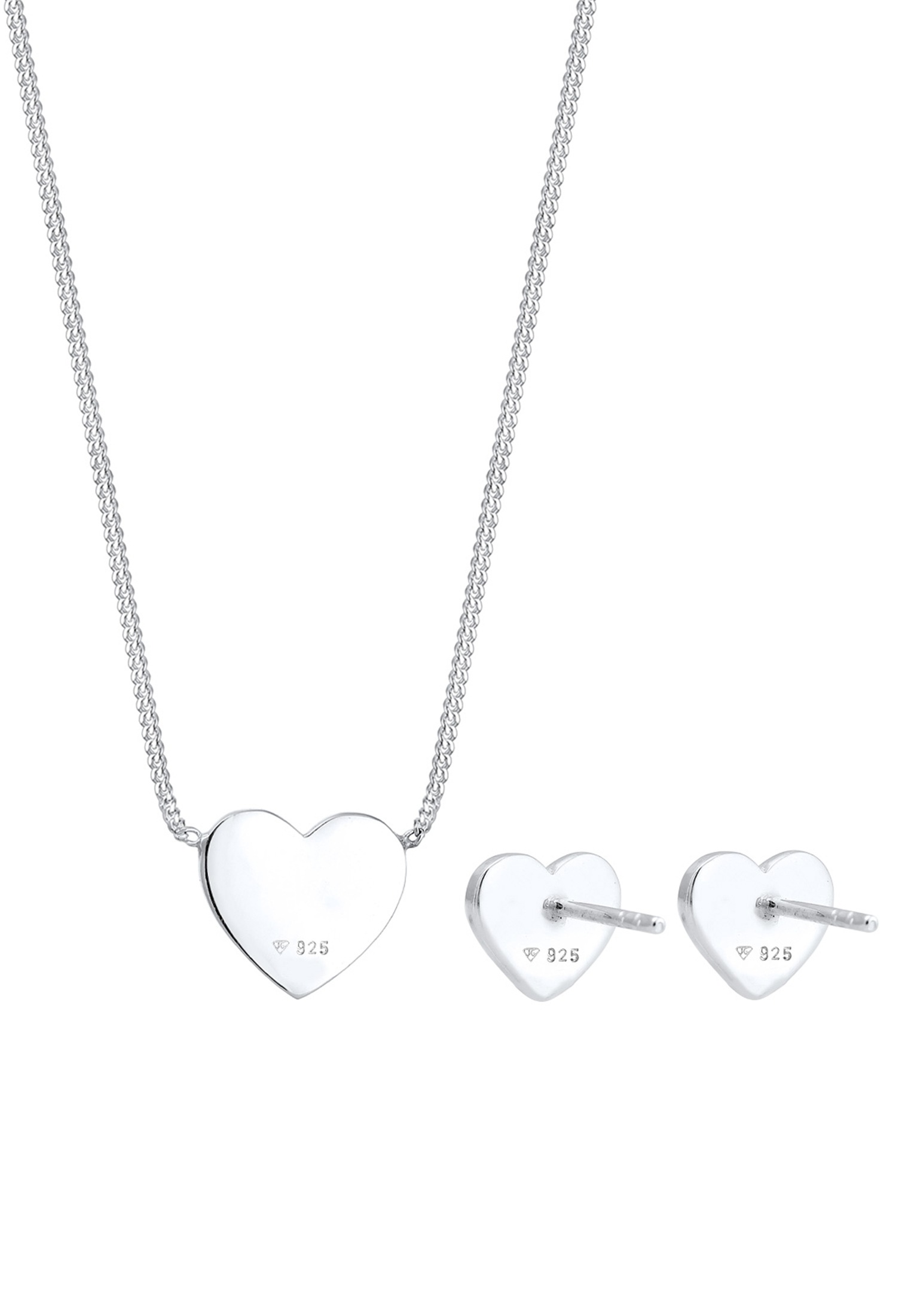 Elli Schmuckset »Herz Glas Kristalle Weiß 925 Sterling Silber«
