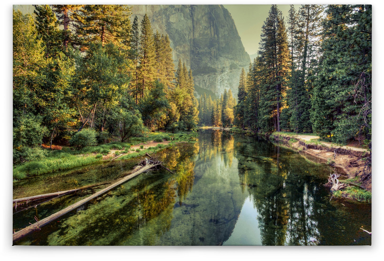 Bricoflor Leinwand Mit Landschaft Im Herbst Wandbild Mit Fluss Und Bergland günstig online kaufen