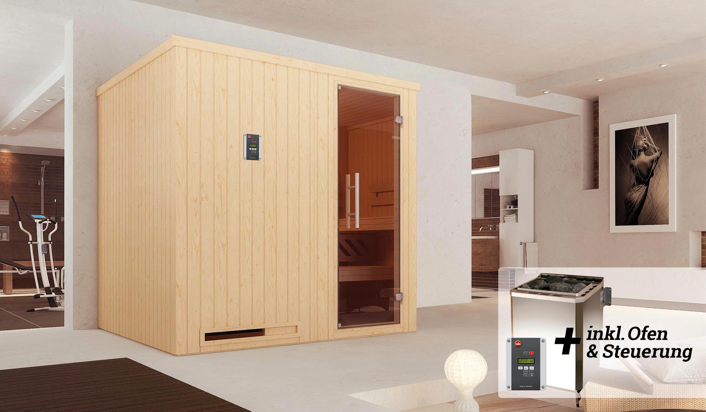 weka Sauna »Halmstad«, 7,5 kW Bio-Ofen mit digitaler Steuerung
