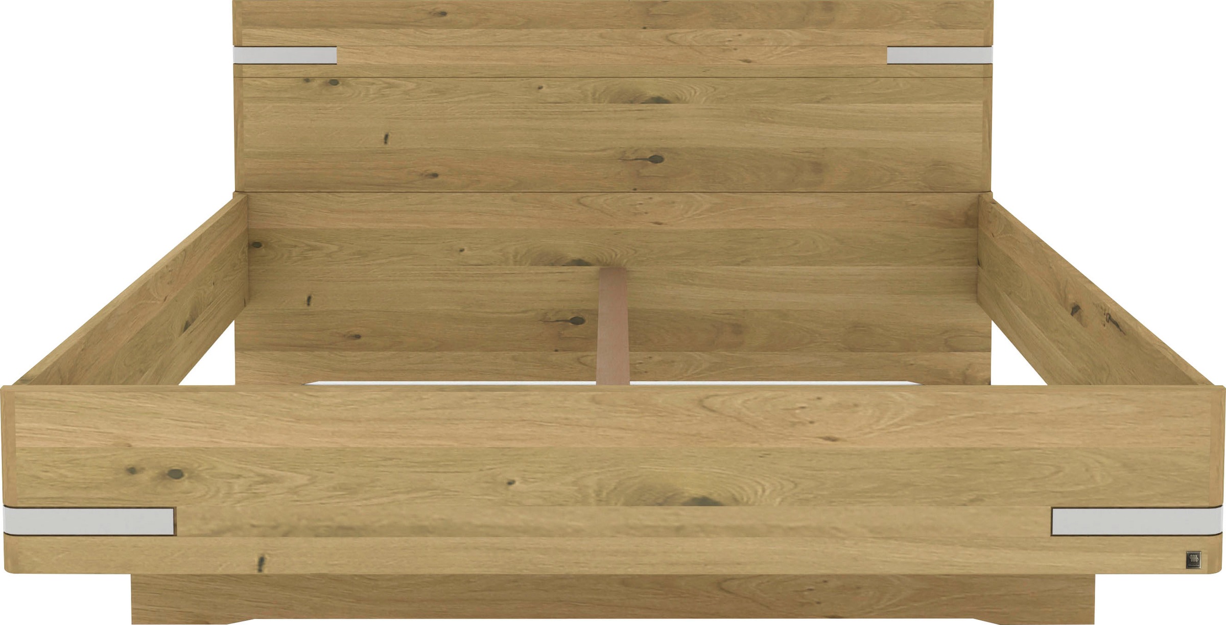 Musterring Holzbett »Savona«, (Belastbarkeit 220 Kg, 4-fache Liegehöhenverstellung, MADE IN GERMANY), Kopfteil in Bianco-Eiche massiv, Details in Chrom, verschiedene Größen