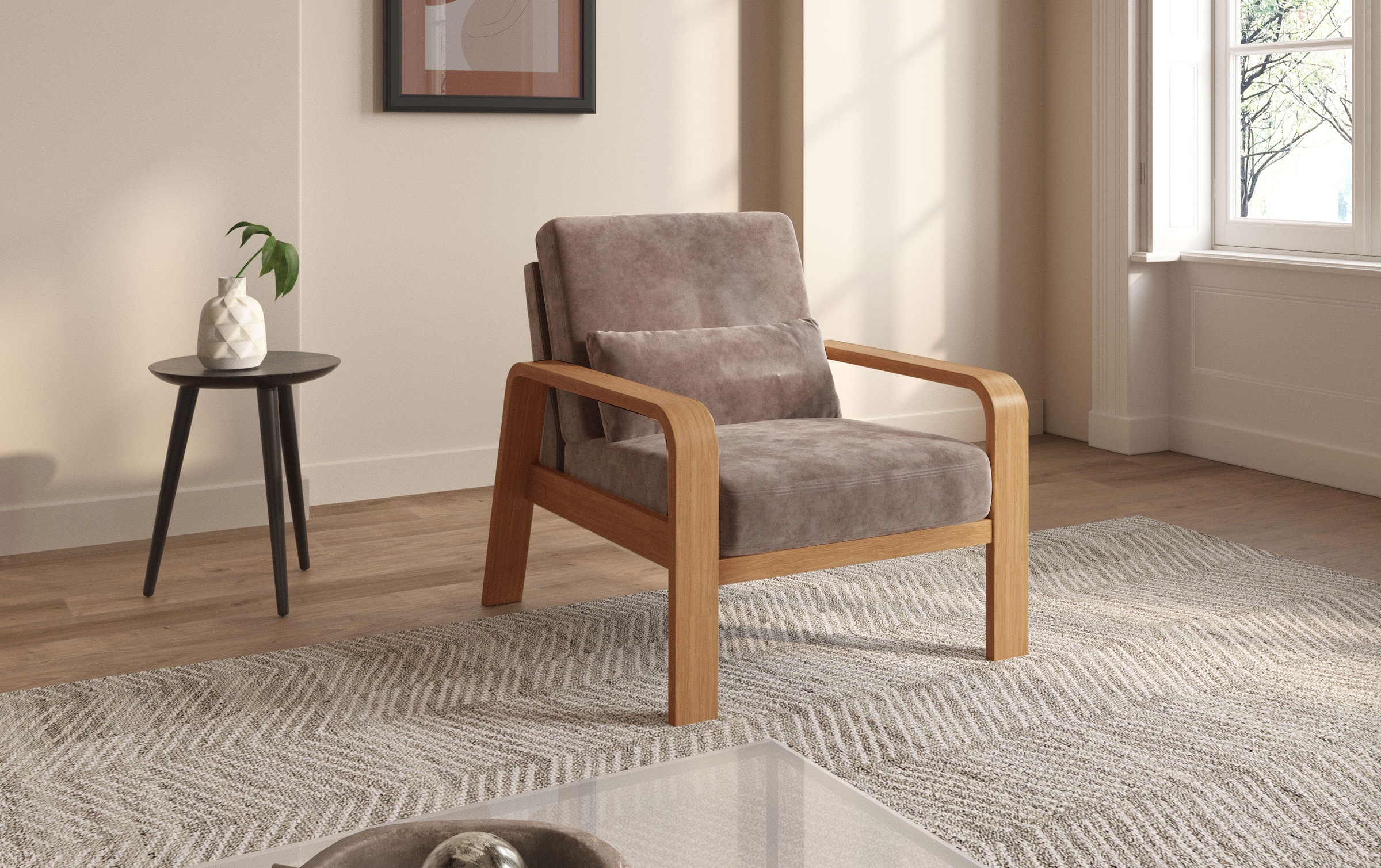 sit&more Sessel »Kolding« Armlehnen aus eichefarbigem Buchenholz, verschiedene Bezüge und Farben