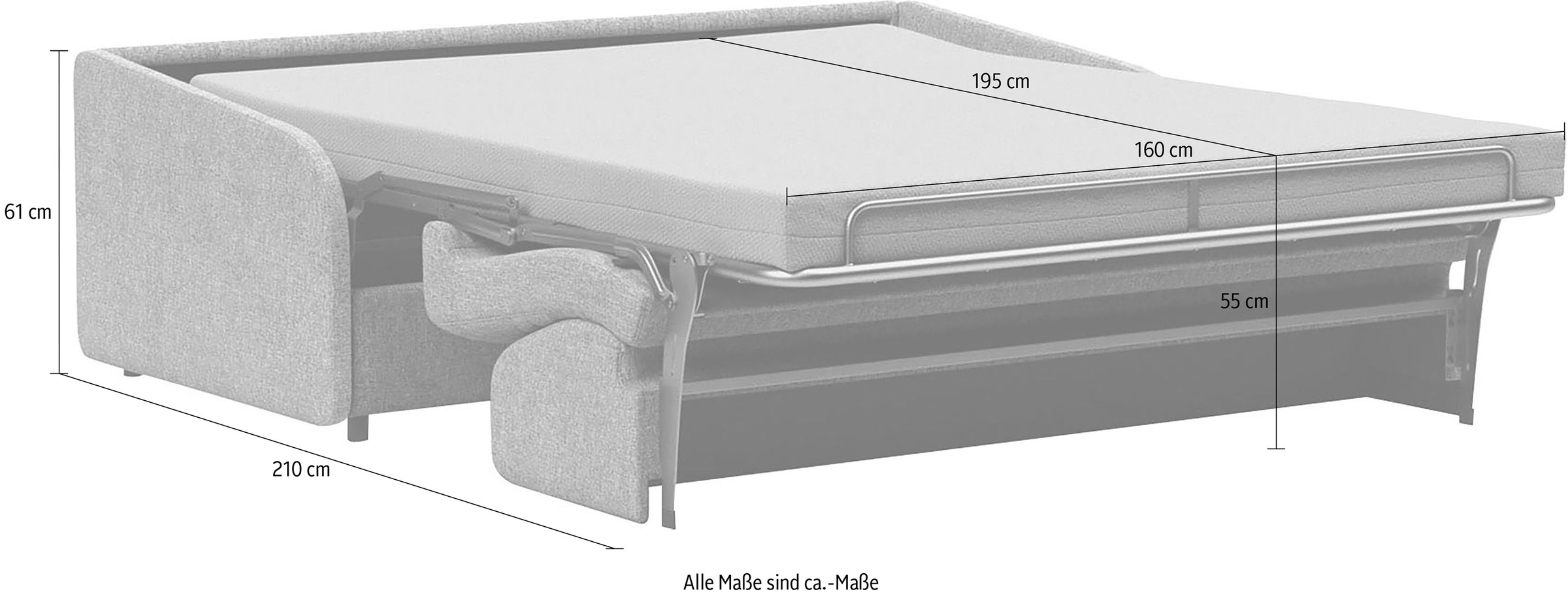 INNOVATION LIVING ™ 3,5-Sitzer »Eivor, hochwertige Dauerschlaffunktion, bequem und komfortabel«, Schlafsofa mit innenliegender Schlafmatratze und schlanken Armlehnen
