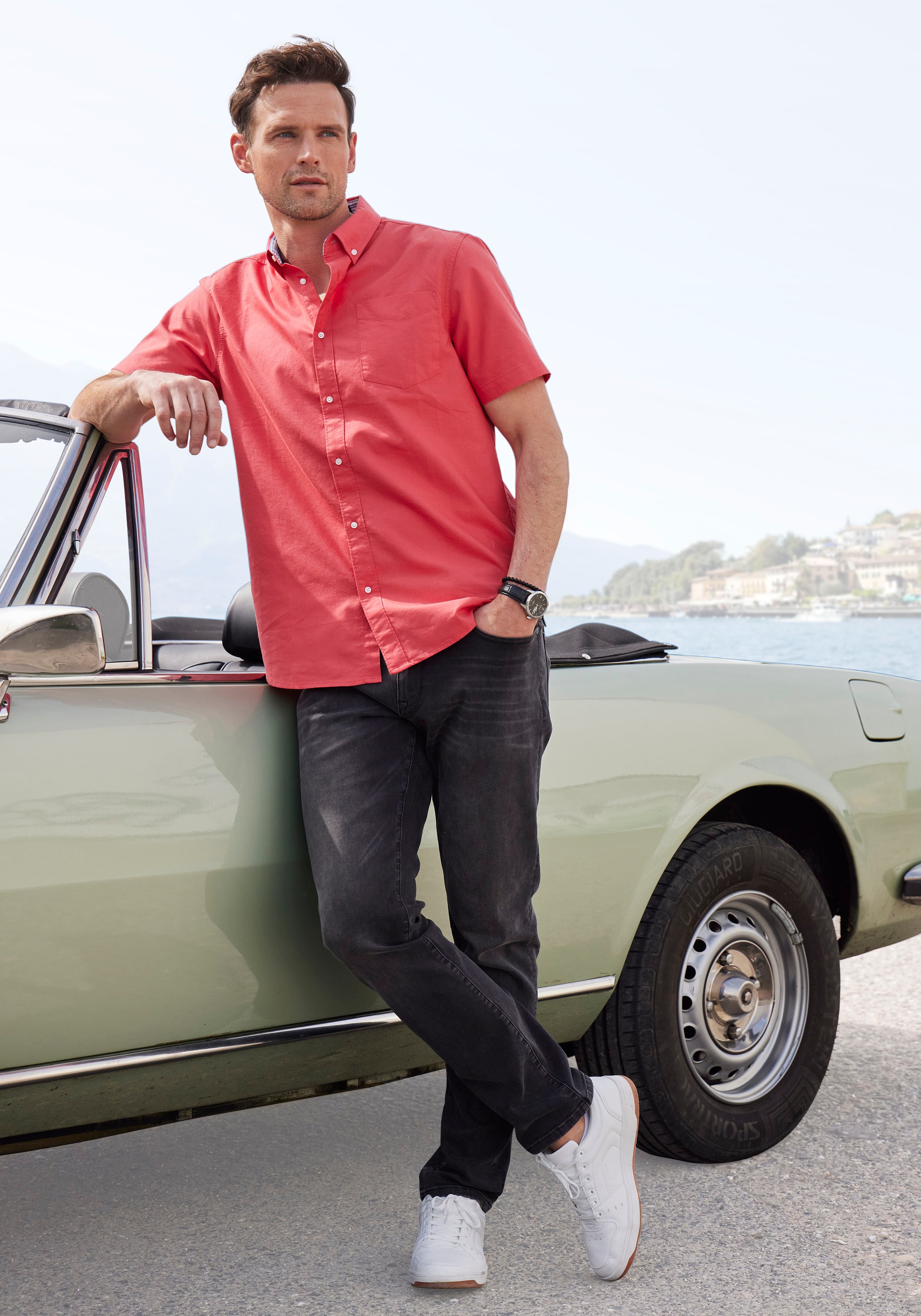 H.I.S Kurzarmhemd »regular-fit«, mit Button-down-Kragen, reine Baumwolle