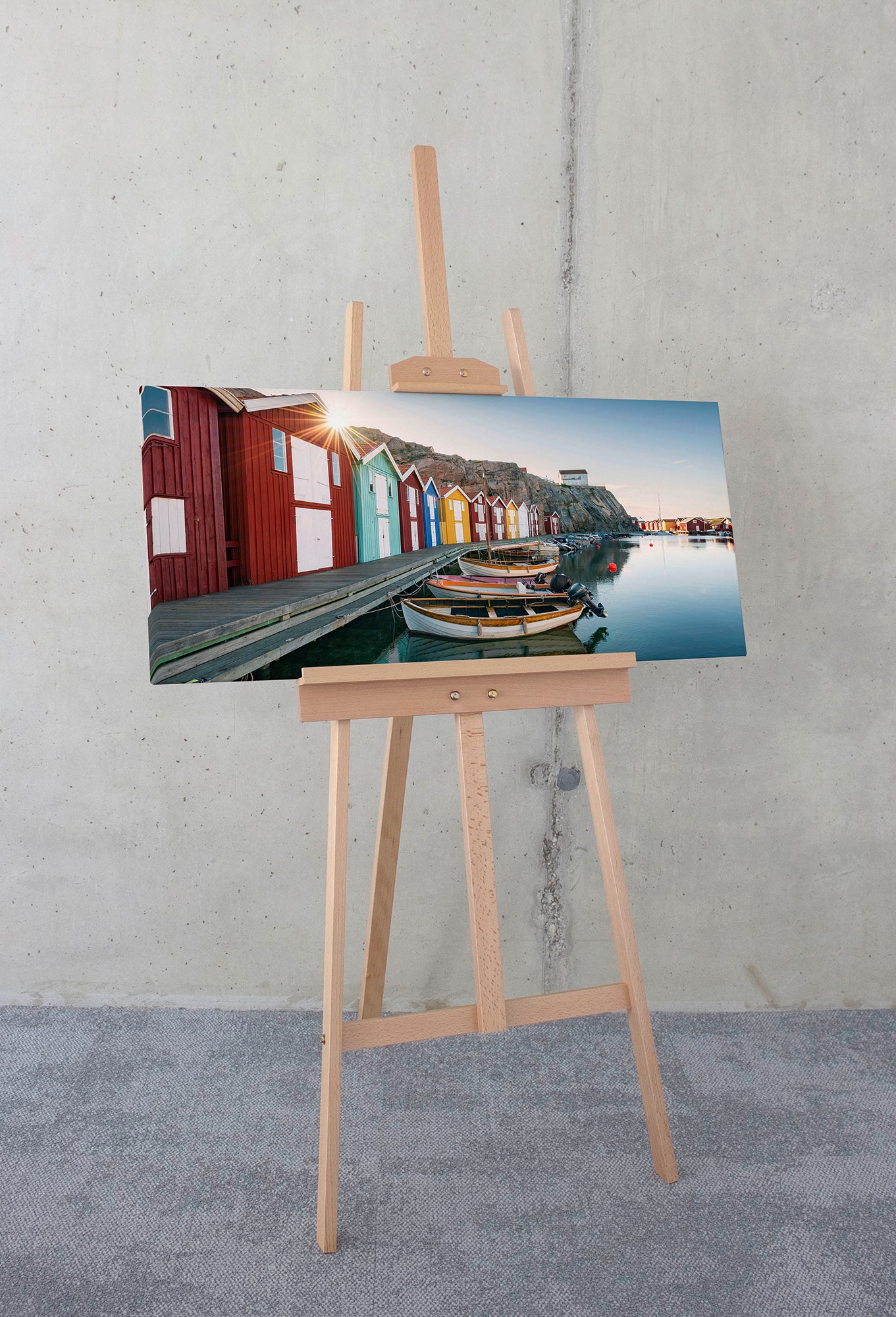 Komar Leinwandbild »Malerische Smögen - Größe 90 x 40 cm«, Baum-Blätter-Natur-Berge-Blumen-Foto-Jahreszeiten-Landschaft-Meer-Strand-Palmen, (Packung, 1 St.), Keilrahmenbild mi Echtholzrahmen