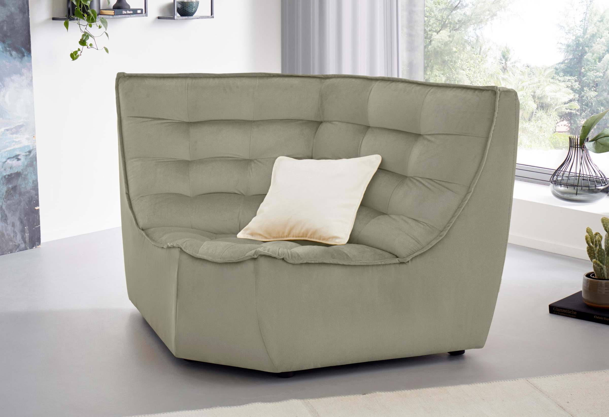 CALIA ITALIA Ecksofa »Banjo, Eckelement, tolles Design und hoher Sitzkomfor günstig online kaufen