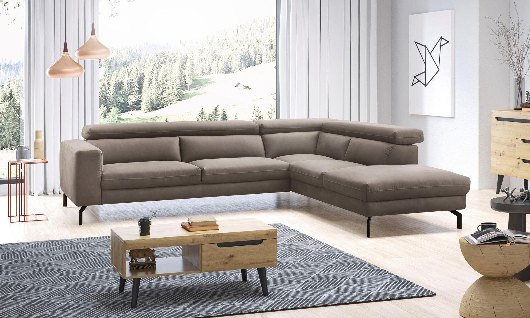 Places of Style Ecksofa »Olanta, L-Form«, mit verstellbaren Kopfstützen