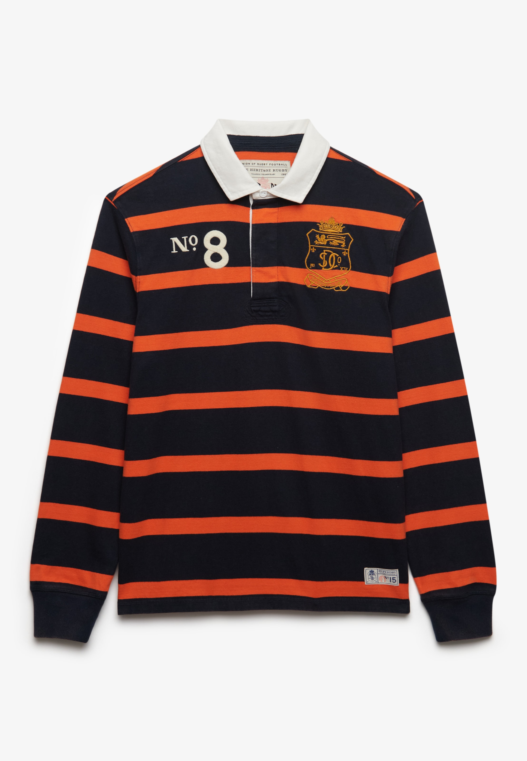 Superdry Langarmshirt »DOUBLE EMBLEM STRIPE RUGBY« aus Baumwolle und Single Jersey, Relaxed Fit, gestreifte Optik