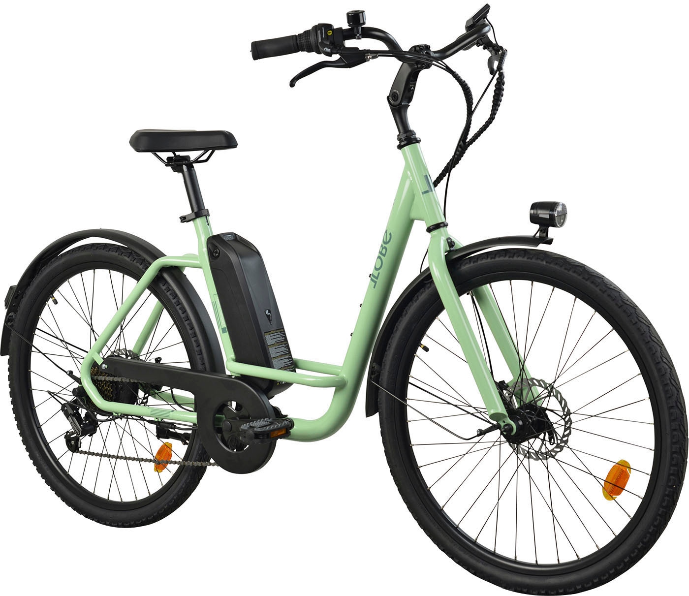 LLobe E-Bike »City E-Bike 26" Town Compact, grün«, 7 Gang, Heckmotor 250 W