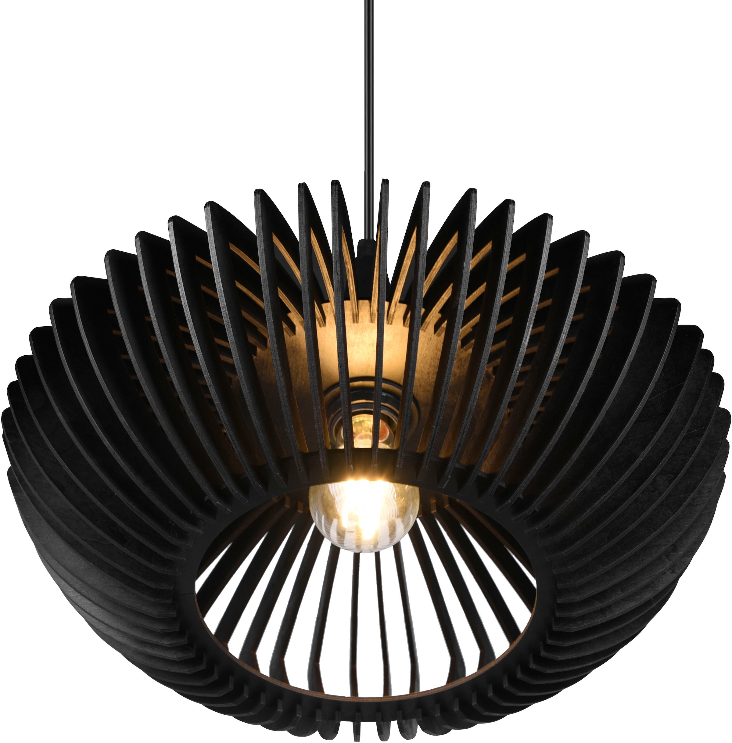 TRIO Leuchten Pendelleuchte »Colino«, 1 flammig, Leuchtmittel E27 | ohne Leuchtmittel, Hängelampe mit Holzschirm Ø40cm höhenverstellbar bis 150cm, exkl 1xE27