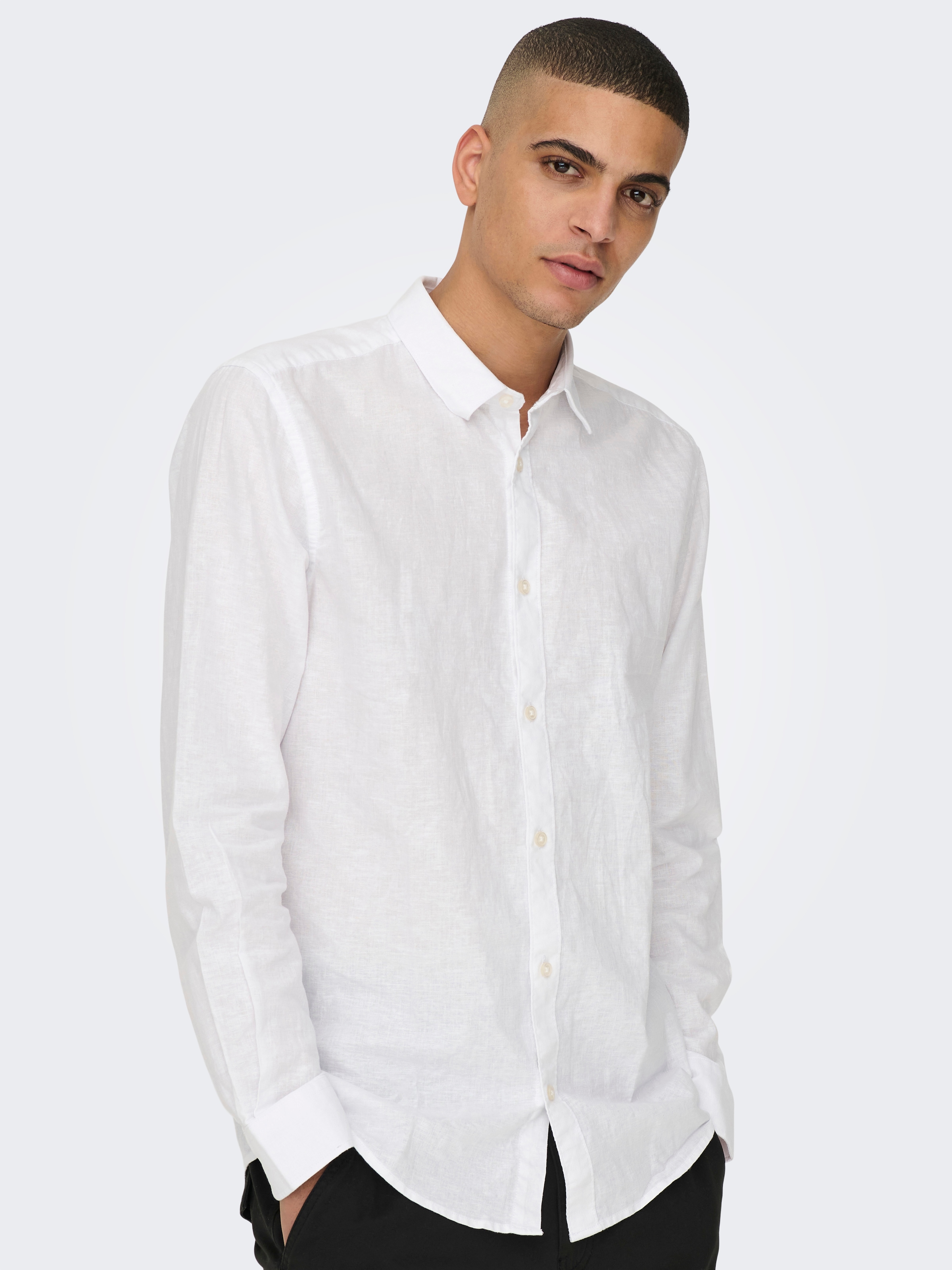 ONLY & SONS Langarmhemd »ONSCAIDEN LS SOLID LINEN SHIRT NOOS« Baumwollmischung mit Leinen, slim fit
