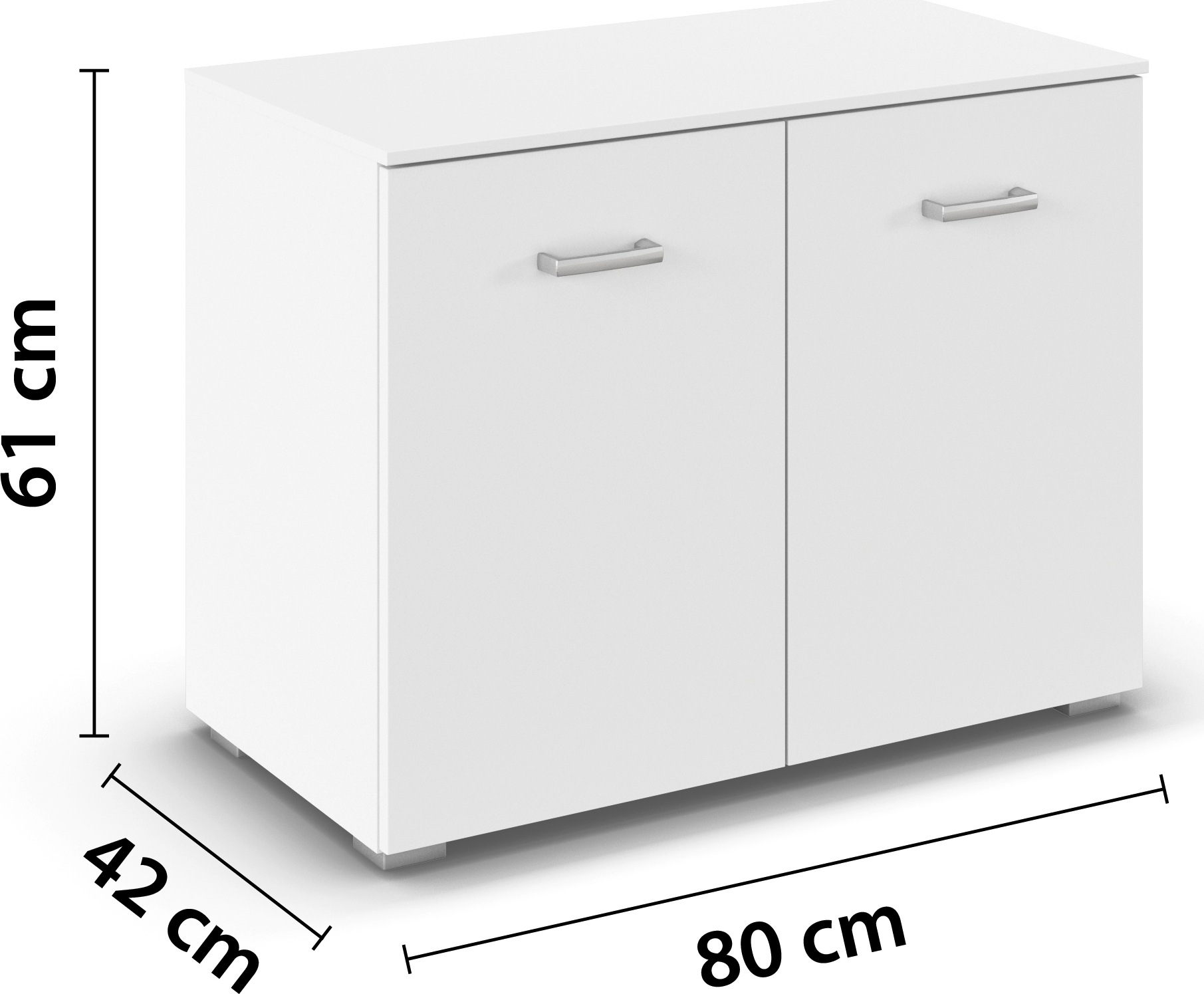 rauch Kommode »Gamma« Breite 80 cm / Höhe 61 cm, verschiedene Griffvarianten/-Farben,  mit 2 Türen, verstellbaren Böden und viel Stauraum MADE IN GERMANY