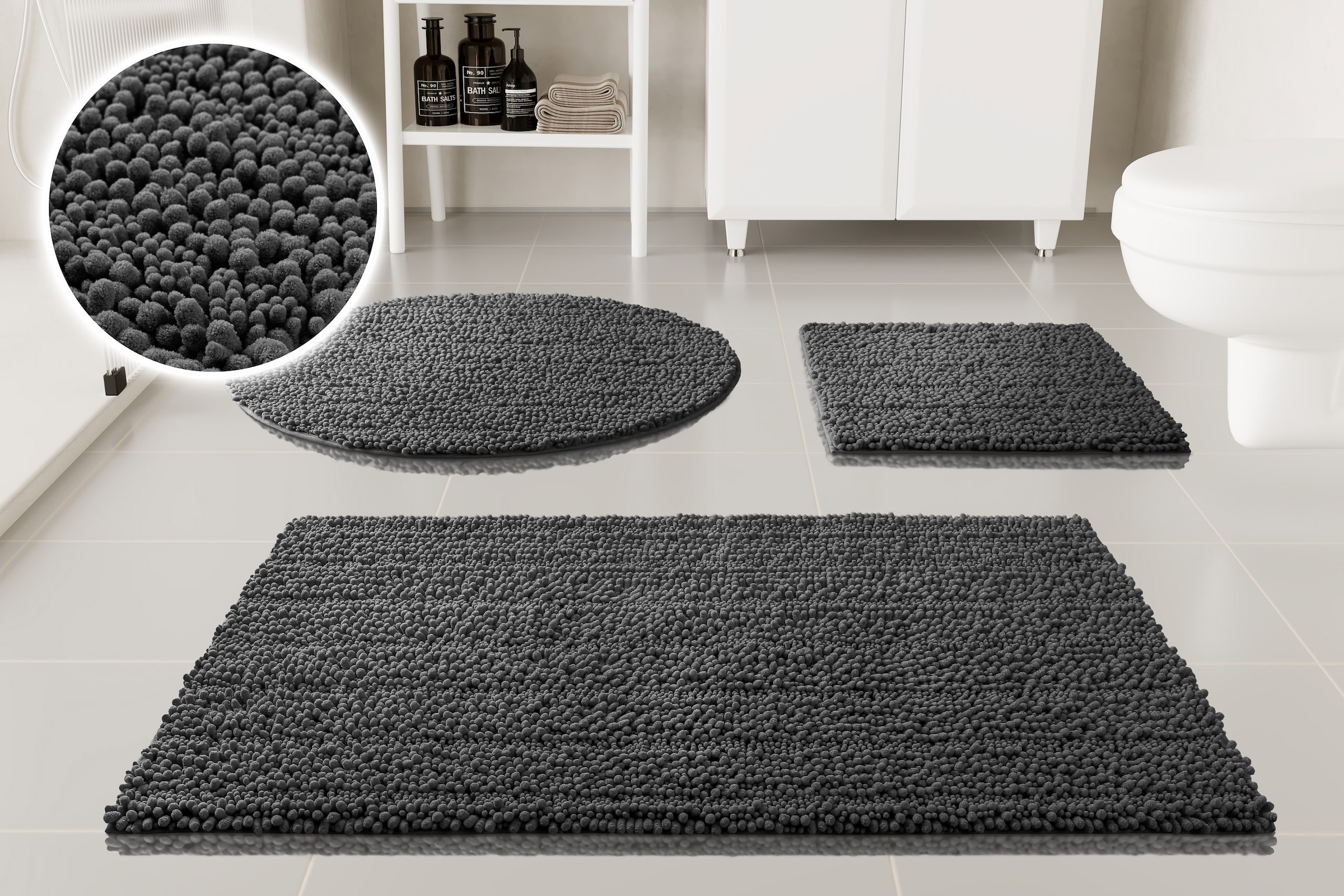OTTO home Badematte »Torrni« Höhe 22 mm rutschhemmend beschichtet fußbodenheizungsgeeignet | schnell trocknend Badteppich, getuftet, modern, Uni, antirutsch, flauschig, hochflor