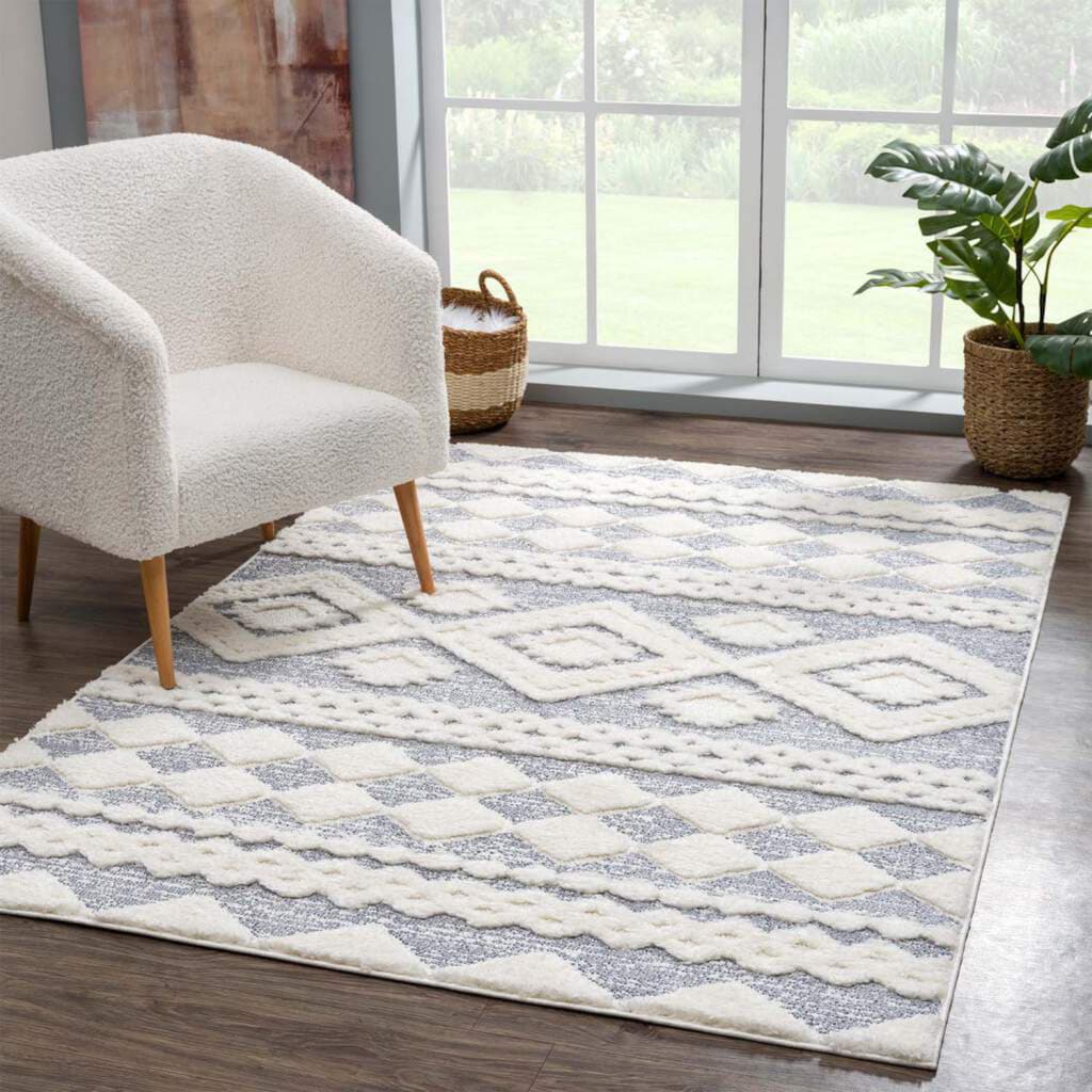 Carpet City Hochflor-Teppich »Focus 3005«, rechteckig, Boho-Teppich, Rauten Design, besonders weich, 3D-Effekt