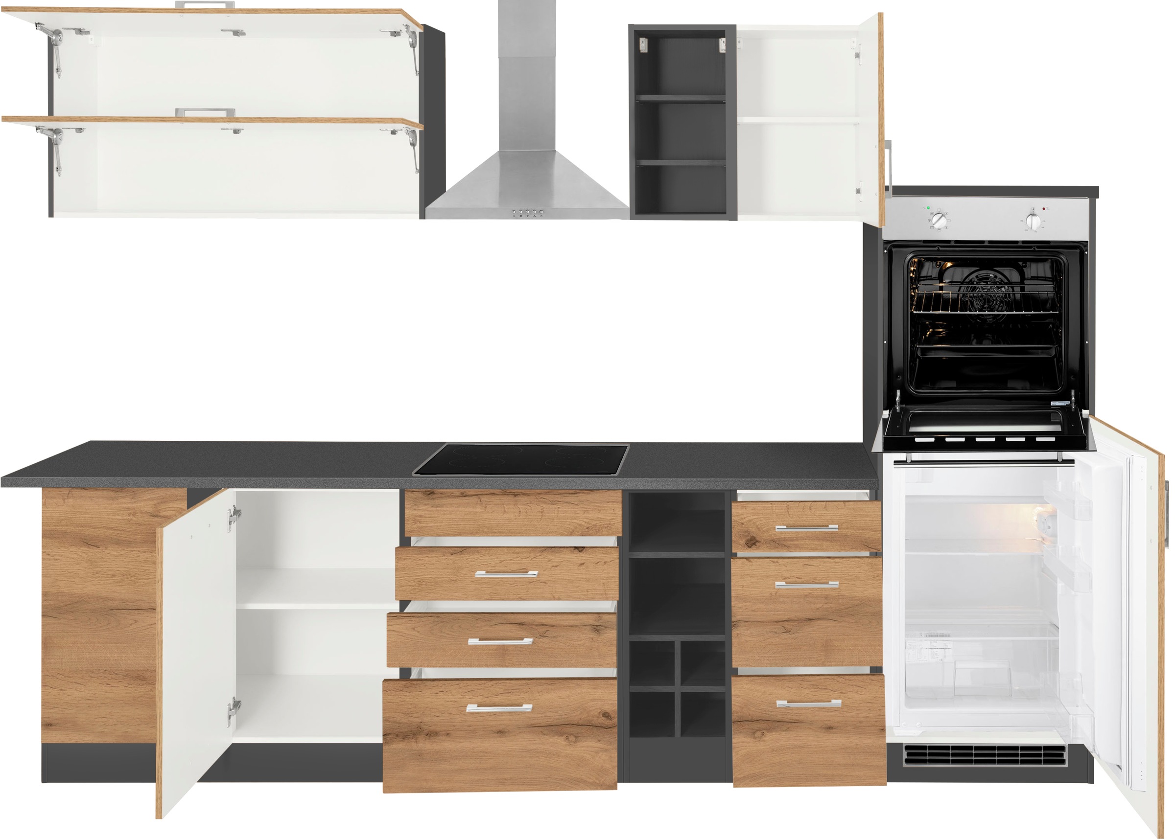 KOCHSTATION Winkelküche »KS-Colmar«, mit E-Geräten, Stellbreite 210/300 cm