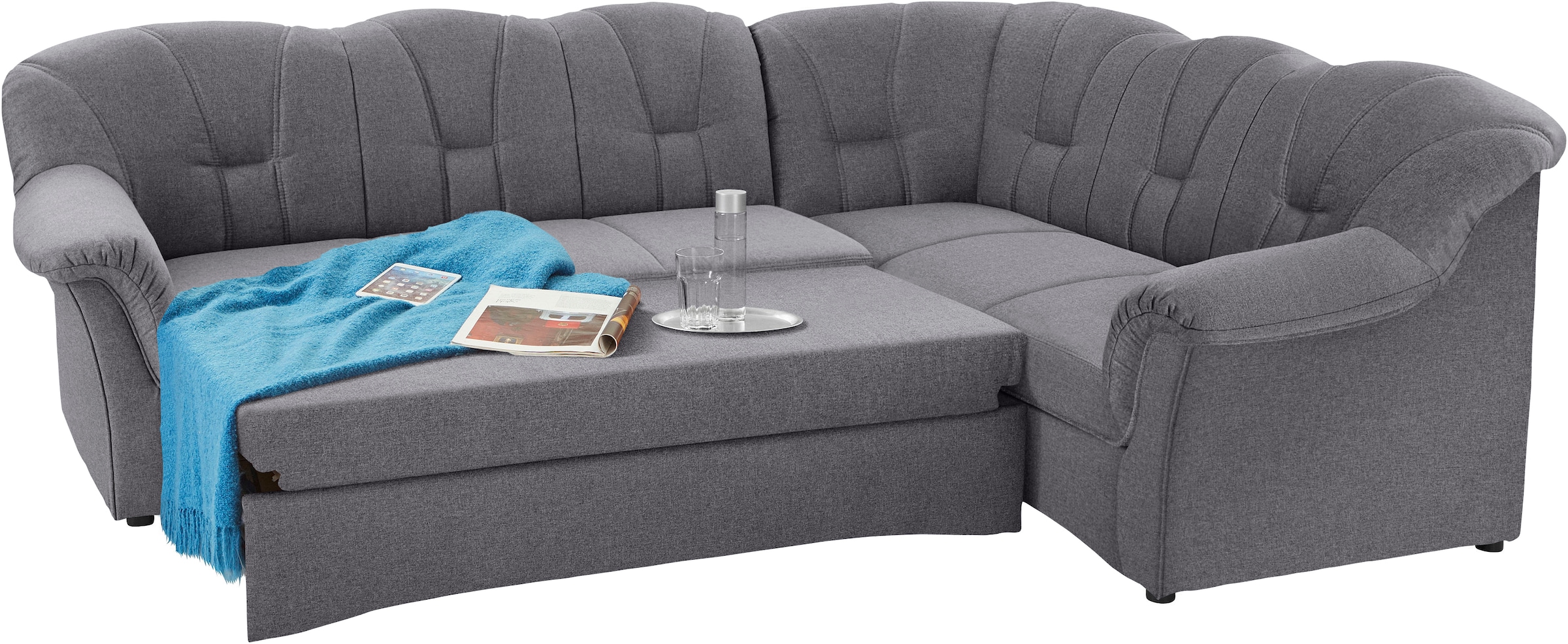 DOMO collection Ecksofa »Papenburg B/T/H: 242/190/84 cm L-Form«, wahlweise mit Bettfunktion, Langer Schenkel links oder rechts