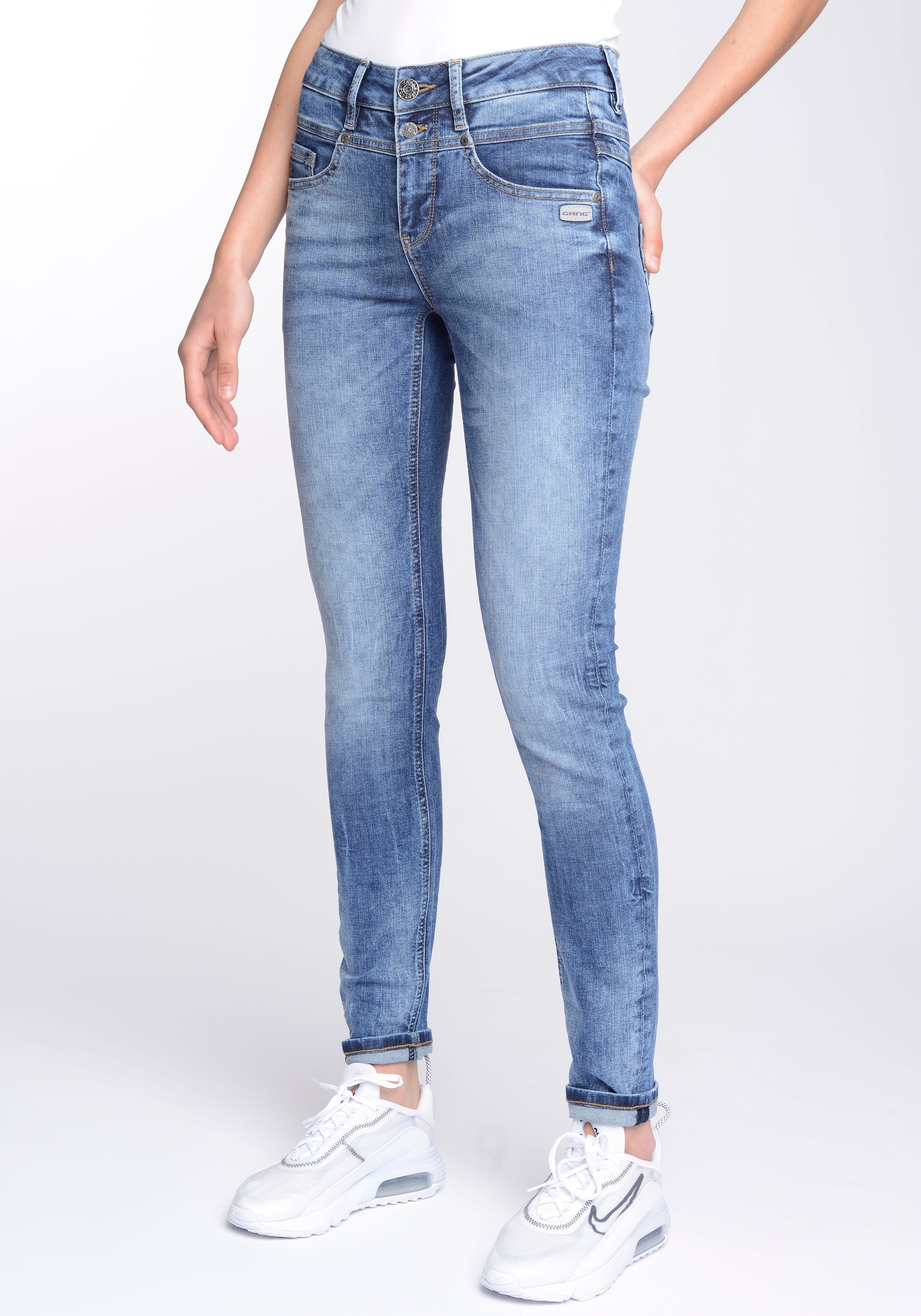 vorne »94MORA«, mit 3-Knopf-Verschluss und Passe GANG Skinny-fit-Jeans online bei