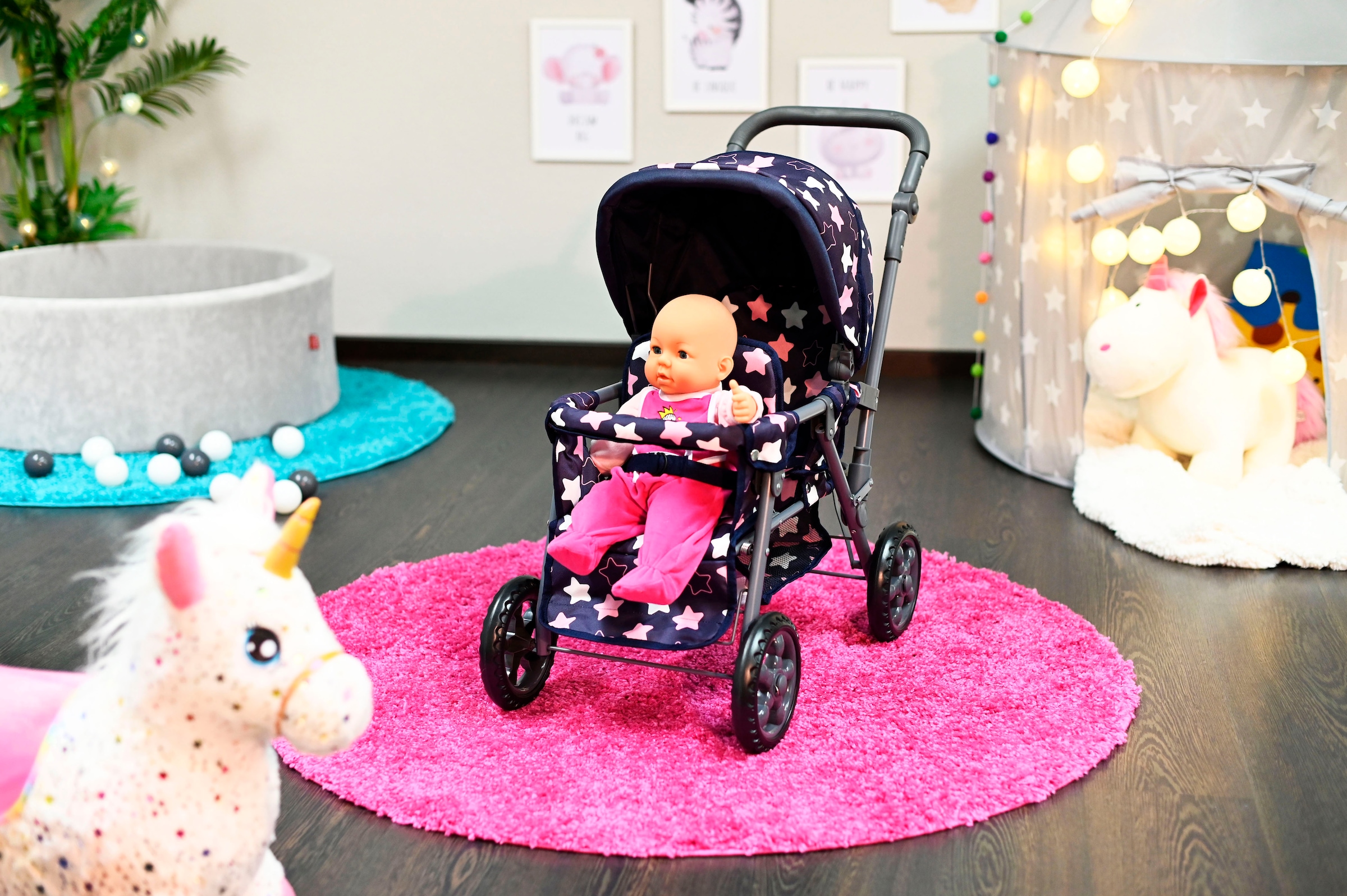 Knorrtoys® Zwillingspuppenwagen »Big Twin - star blue pink«