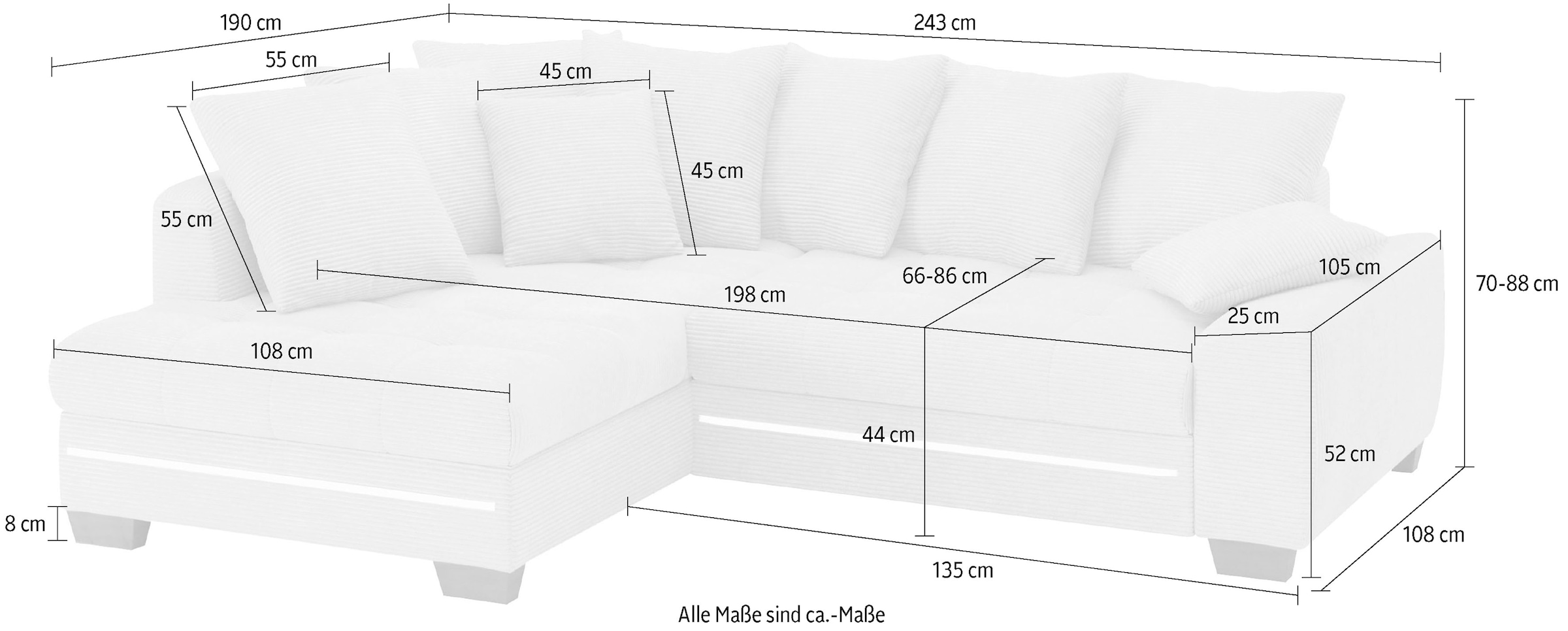 Mr. Couch Ecksofa »Nikita II, L-Form«, mit RGB-LED Beleuchtung, wahlweise mit Bett, Bettkasten, Kaltschaum