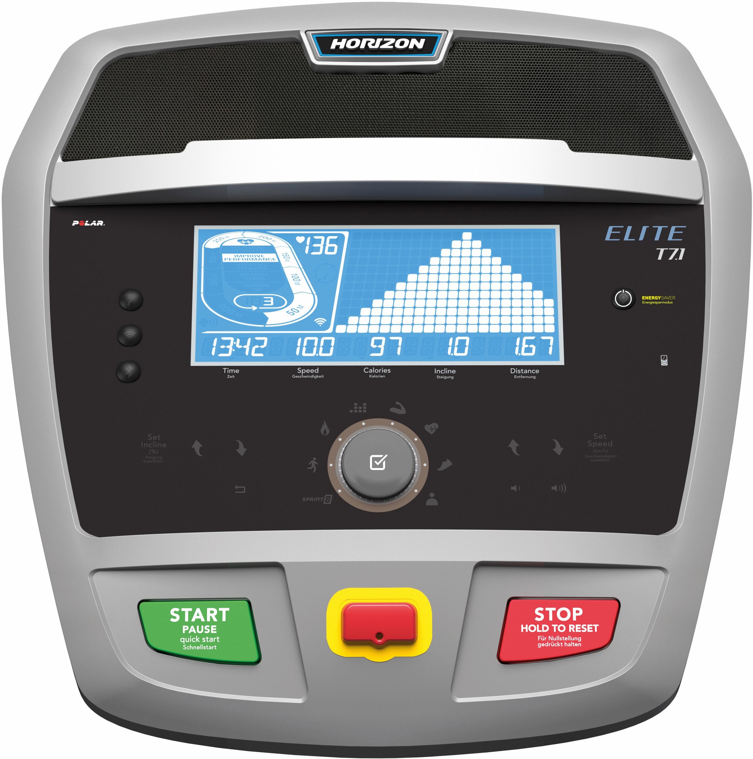 Horizon Fitness Laufband »Elite T7.1«, (mit Bluetooth-Funktion und Leseablage), bis max. 20 km/h, klappbar