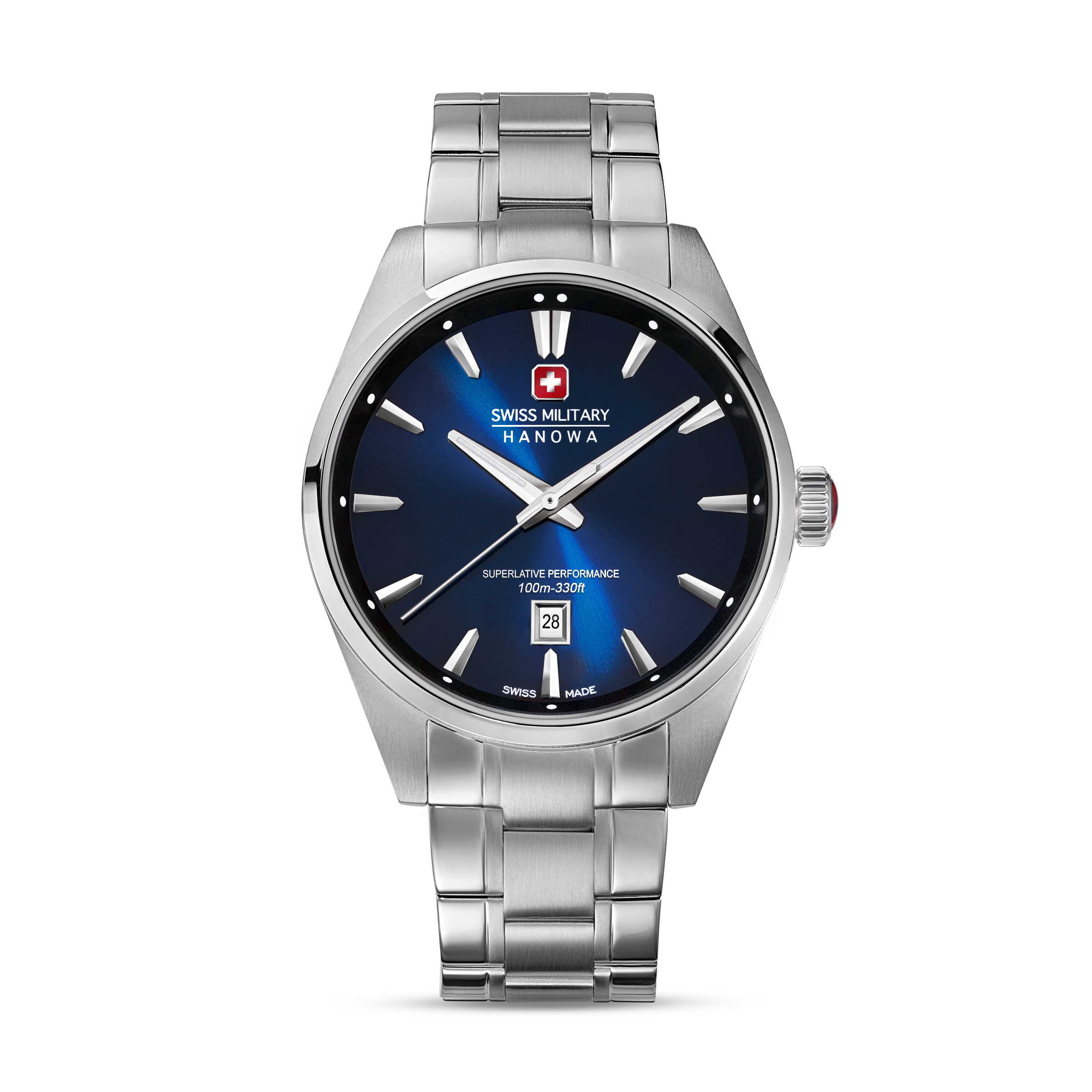 Swiss Military Hanowa Quarzuhr »Thunder« Armbanduhr, Herrenuhr, Swiss Made, Edelstahlarmband, analog, Tag