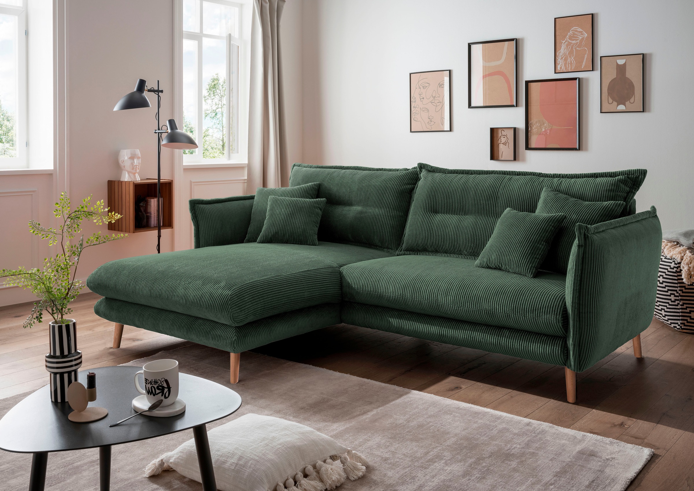 INOSIGN Ecksofa »Lazio modern und bequem, schmale Armlehnen, tolle Detailve günstig online kaufen