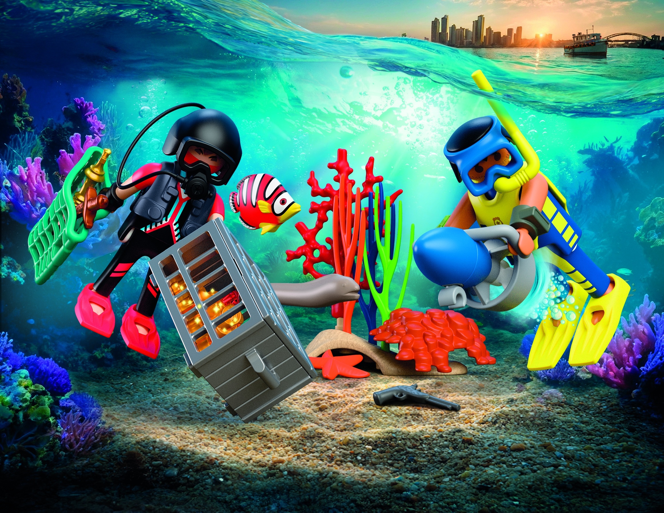 Playmobil® Konstruktions-Spielset »Polizeitaucher mit Schatz (72078), City Action« Made in Europe