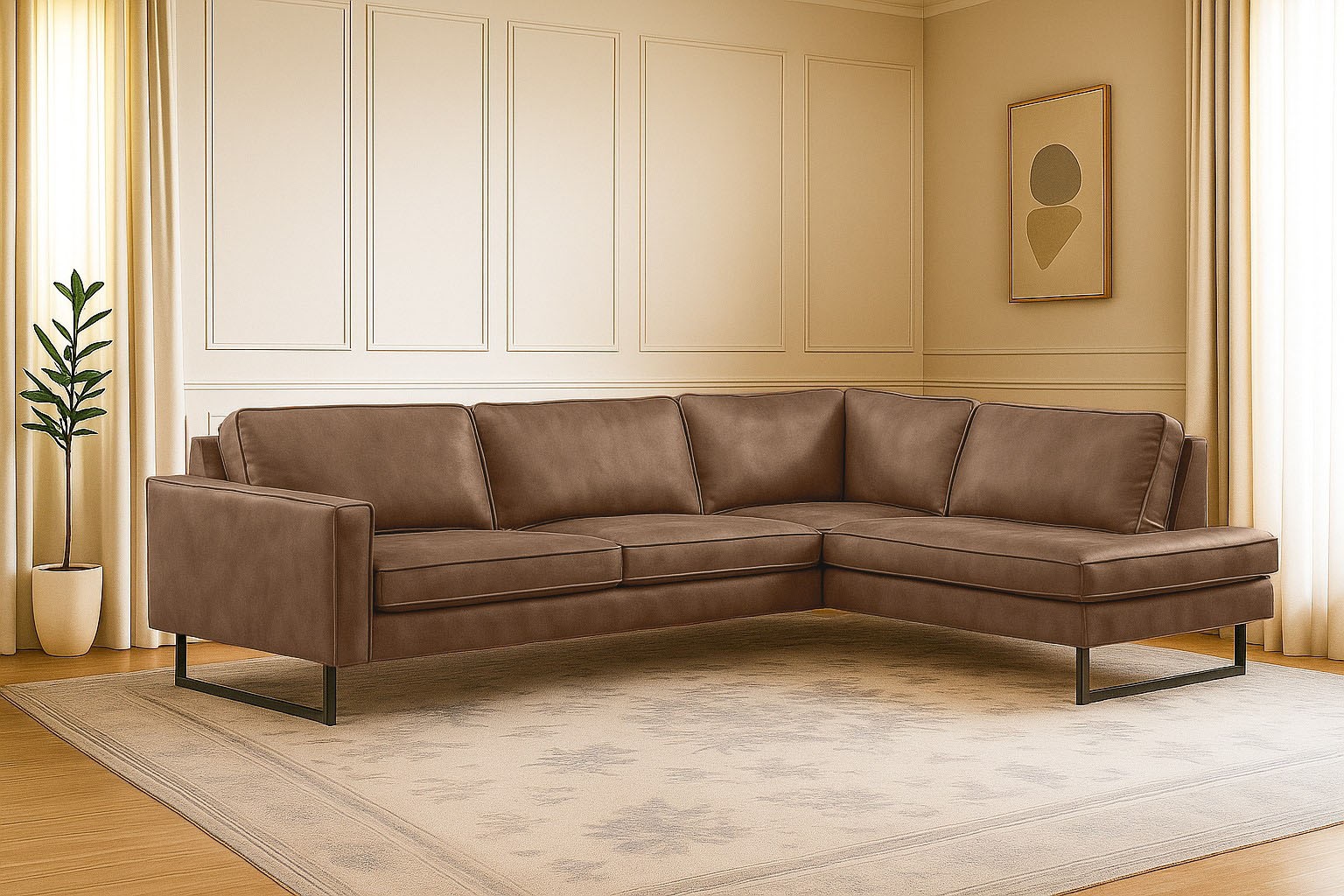 Home affaire Ecksofa »Pinto, 290 cm, Cord, Chenille, Lederoptik, Ottomane l günstig online kaufen